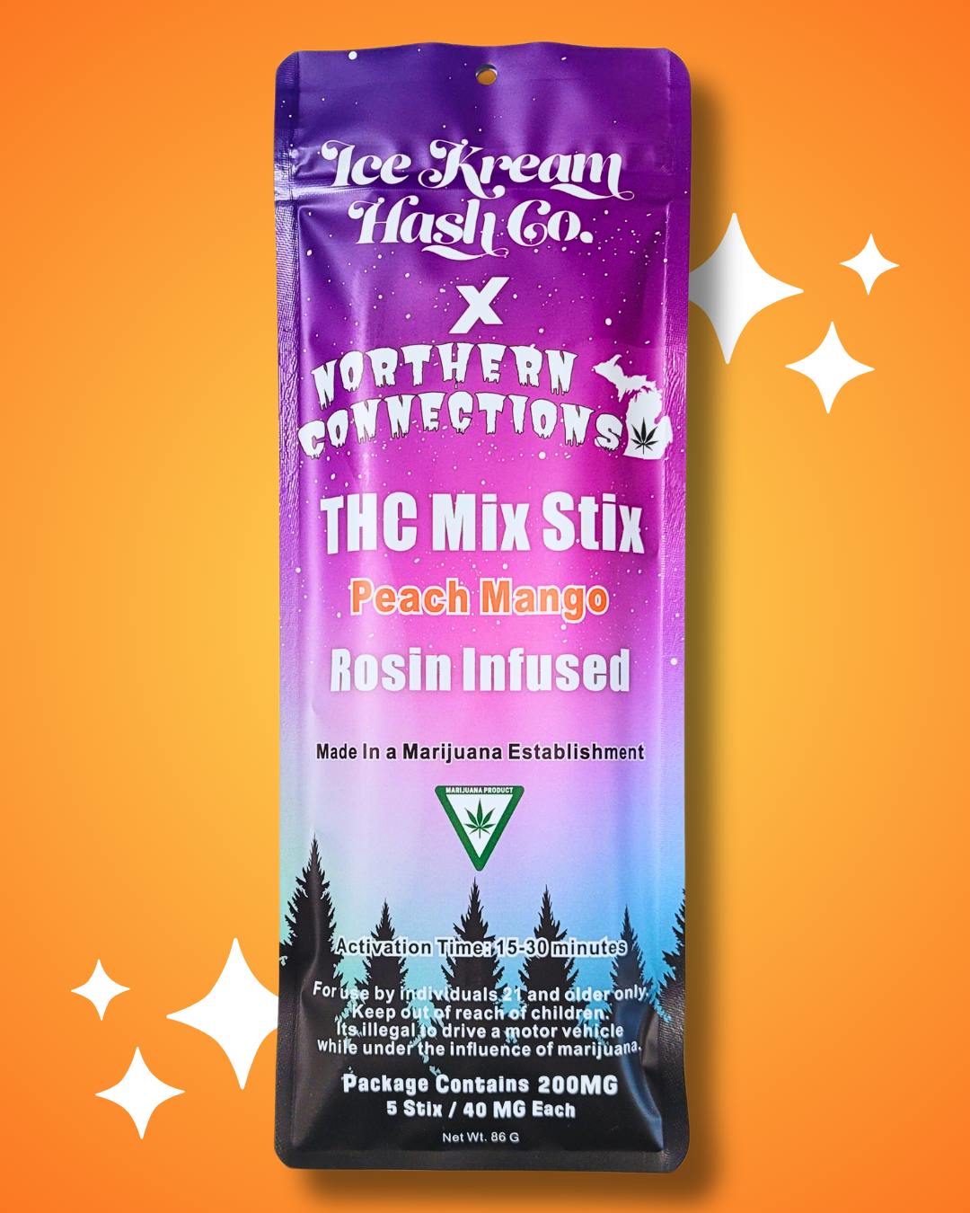 IKHC x NC | Rosin THC Mix Stix | Peach Mango | Mix-ins | 40mg/ea | 5pk