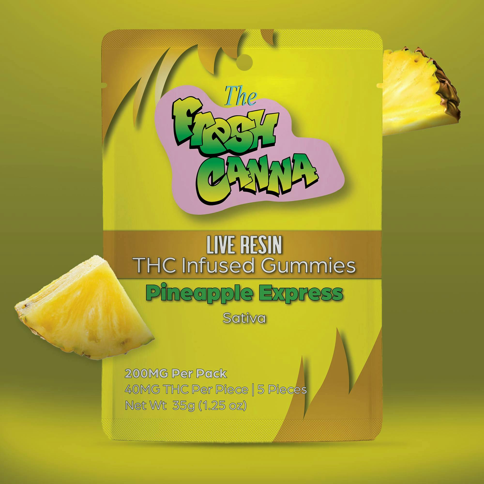 Pineapple Express | Live Resin Gummies | 200mg | 5pk | 40mg/ea