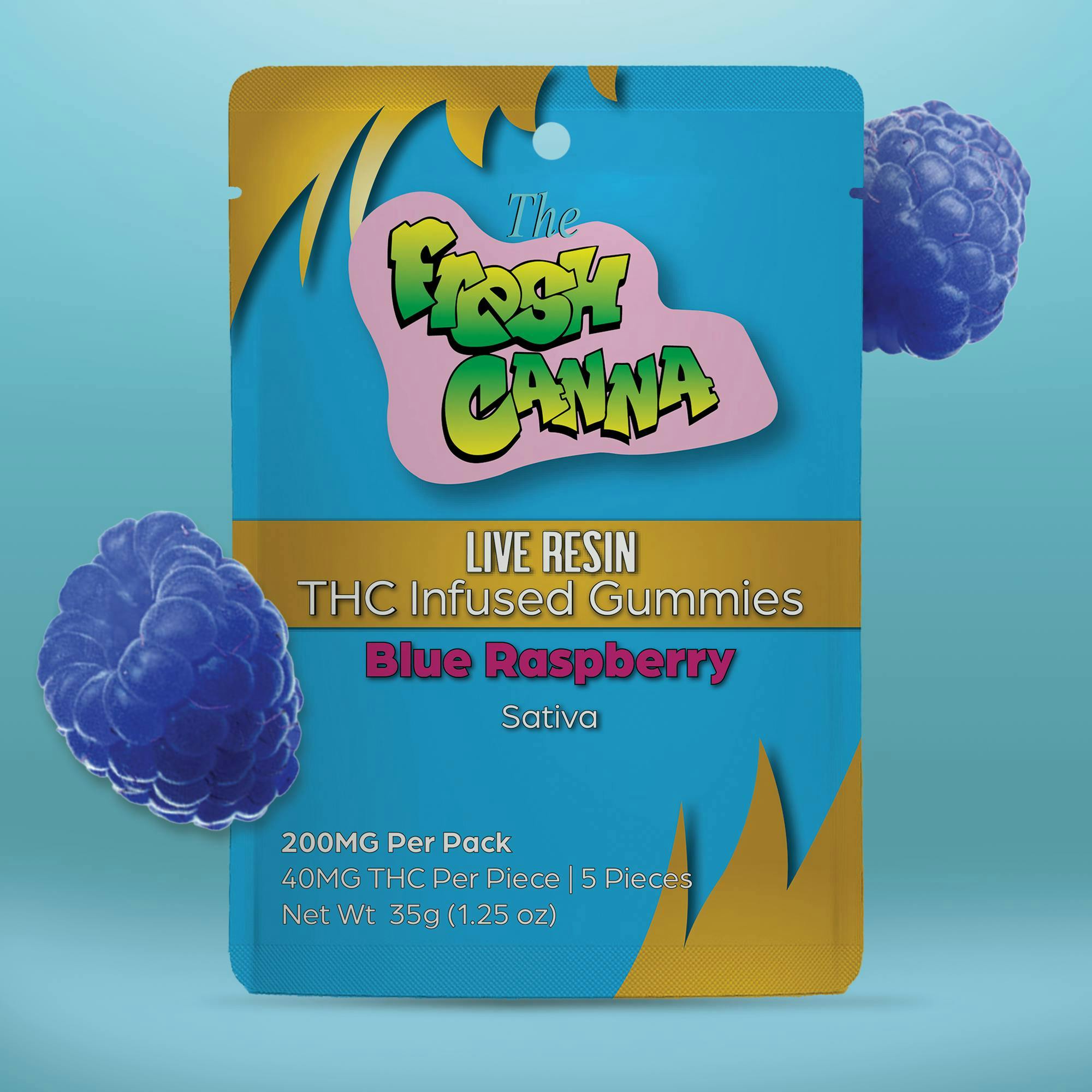 Fresh Canna | Blue Raspberry | Live Resin Gummies | 200mg | 5pk | 40mg/ea by Fresh Canna