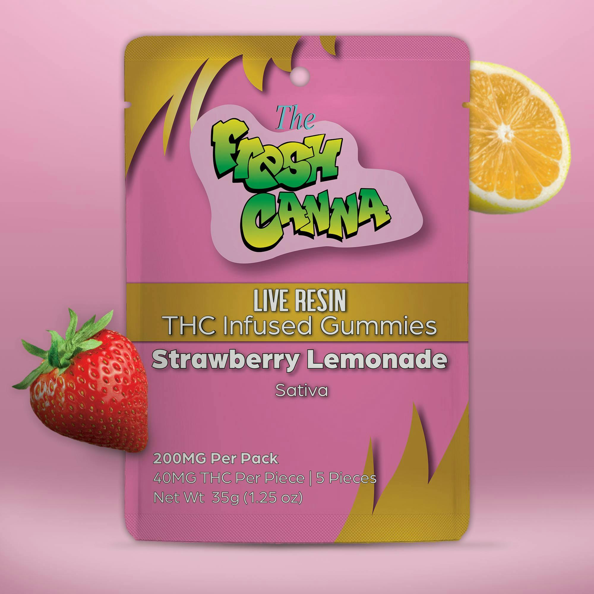 Strawberry Lemonade Live Resin Gummies | 200mg | 5pk | 40mg/3a