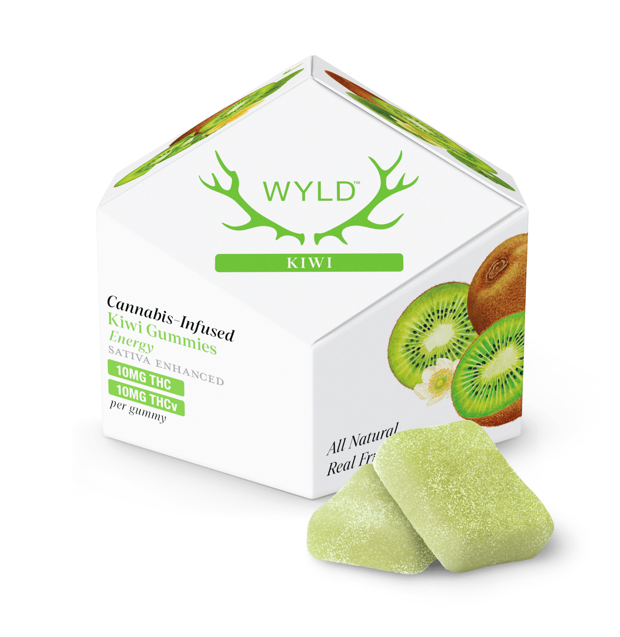 Wyld — Kiwi 1:1 THCv + Sativa Enhanced Gummies - 100mg - 10ct - 10mg/ea