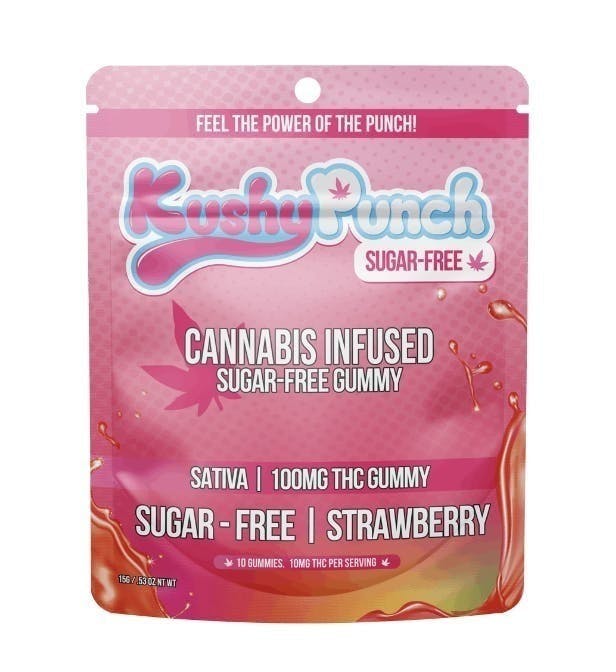 Sugar Free | Strawberry Gummies | 100mg | 10ct | 10mg/ea by Kushy Punch