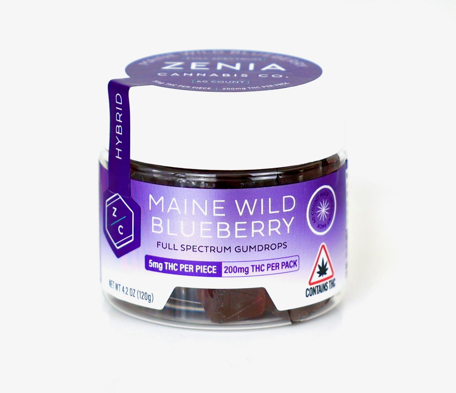 Maine Wild Blueberry Full Spectrum Hybrid Gumdrops - 200mg - Zenia
