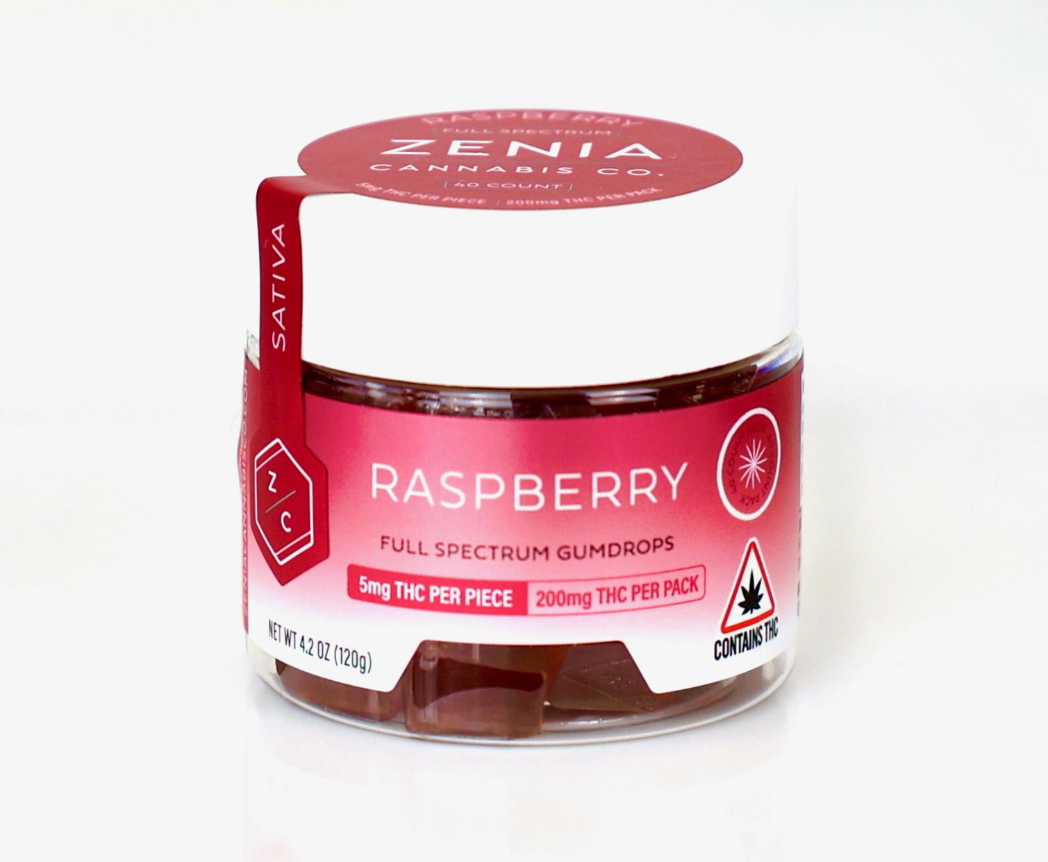 Raspberry Full Spectrum Sativa Gumdrops - 200mg by Zenia Cannabis Co