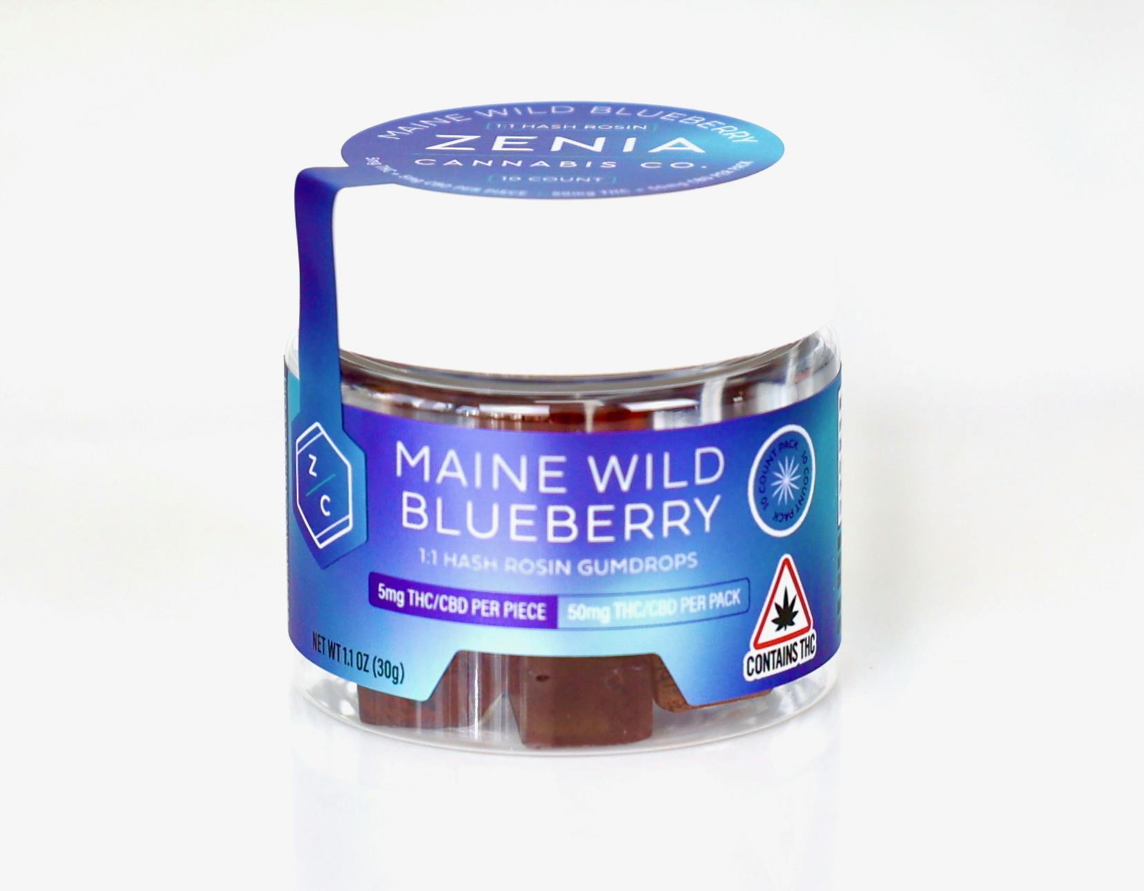 Maine Wild Blueberry Hash Rosin 1:1 Gumdrops - 50mg:50mg by Zenia Cannabis Co