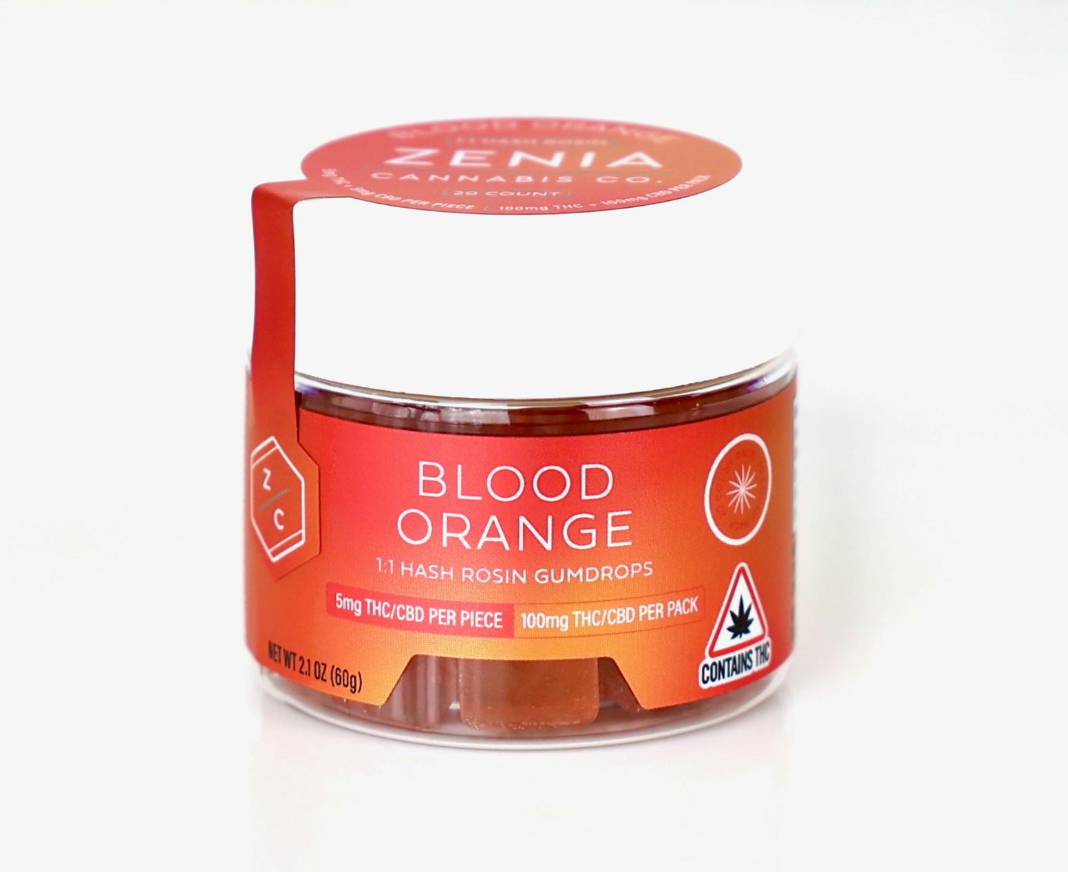 Blood Orange Hash Rosin 1:1 Gumdrops - 100mg: 100mg by Zenia Cannabis Co