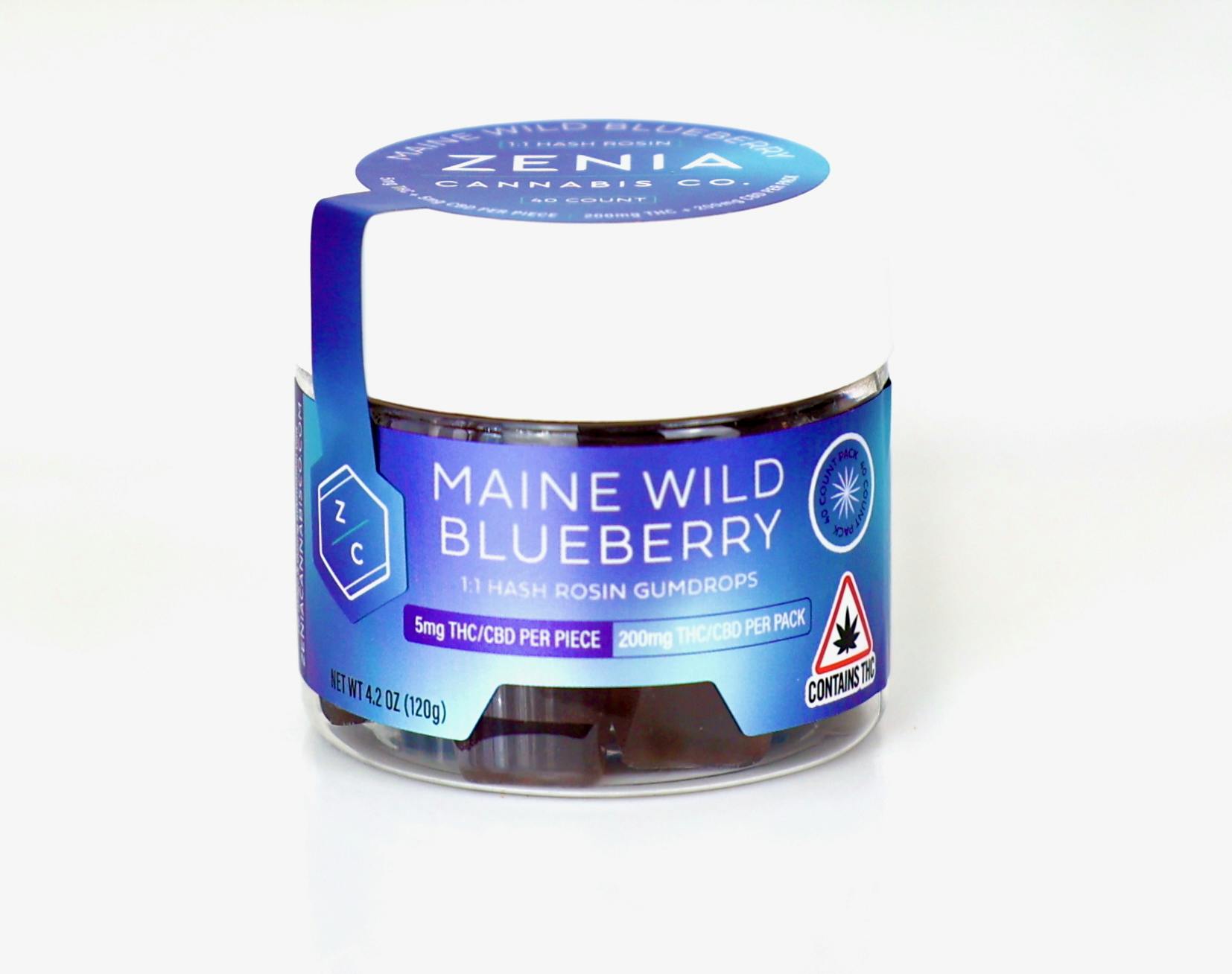 Maine Wild Blueberry Hash Rosin 1:1 Gumdrops - 200mg:200mg by Zenia Cannabis Co