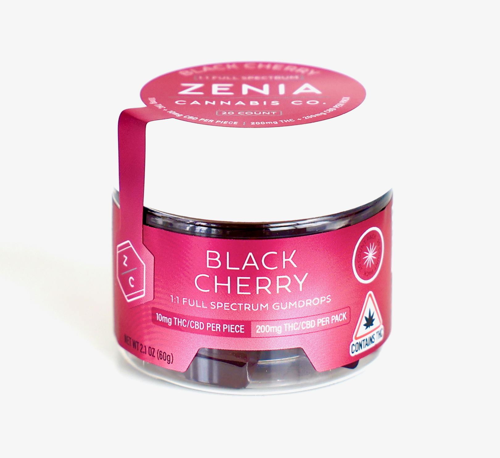 Black Cherry Full Spectrum 1:1 Gumdrops - 200mg:200ng by Zenia Cannabis Co