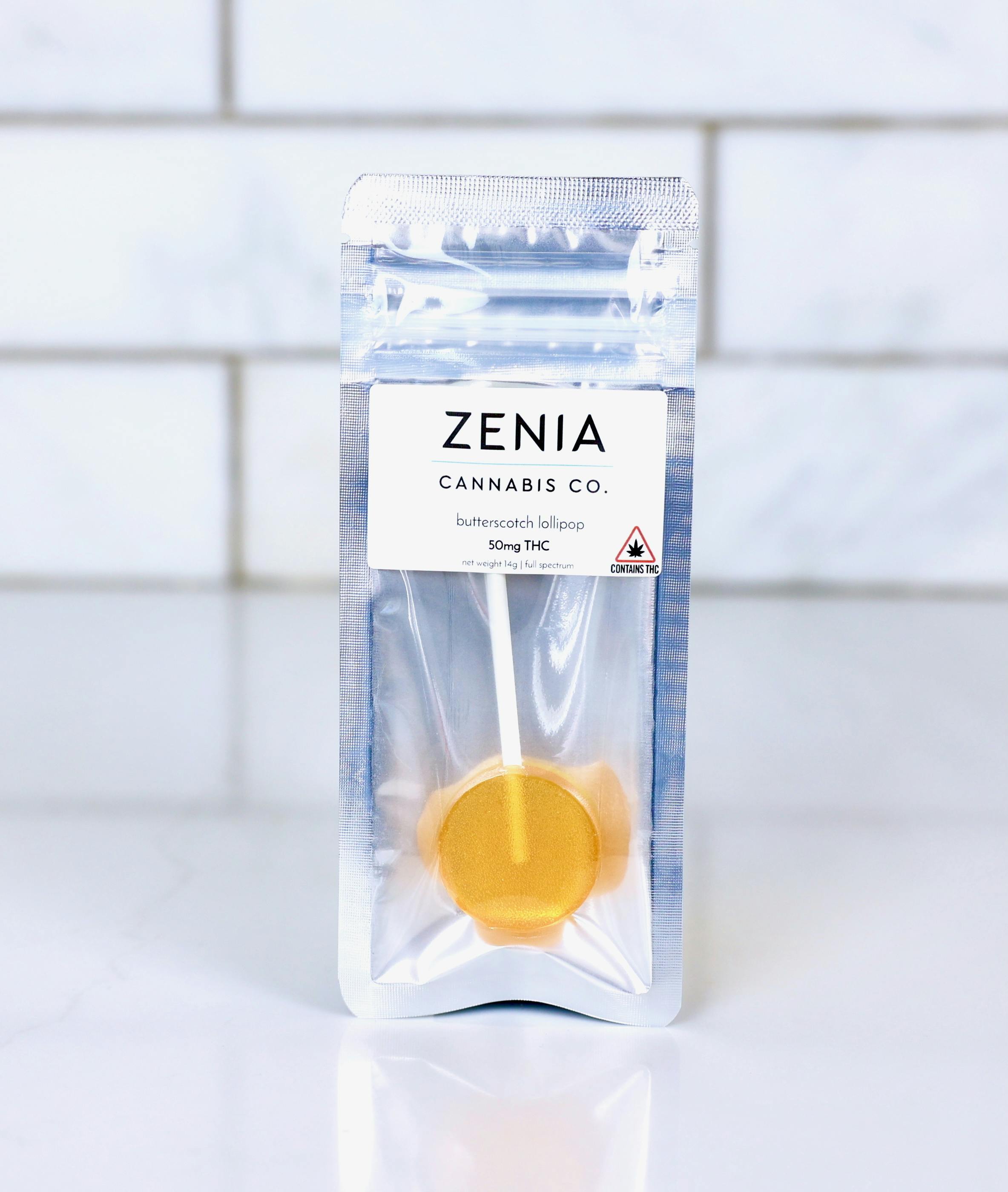Butterscotch Full Spectrum Lollipop - 50mg by Zenia Cannabis Co