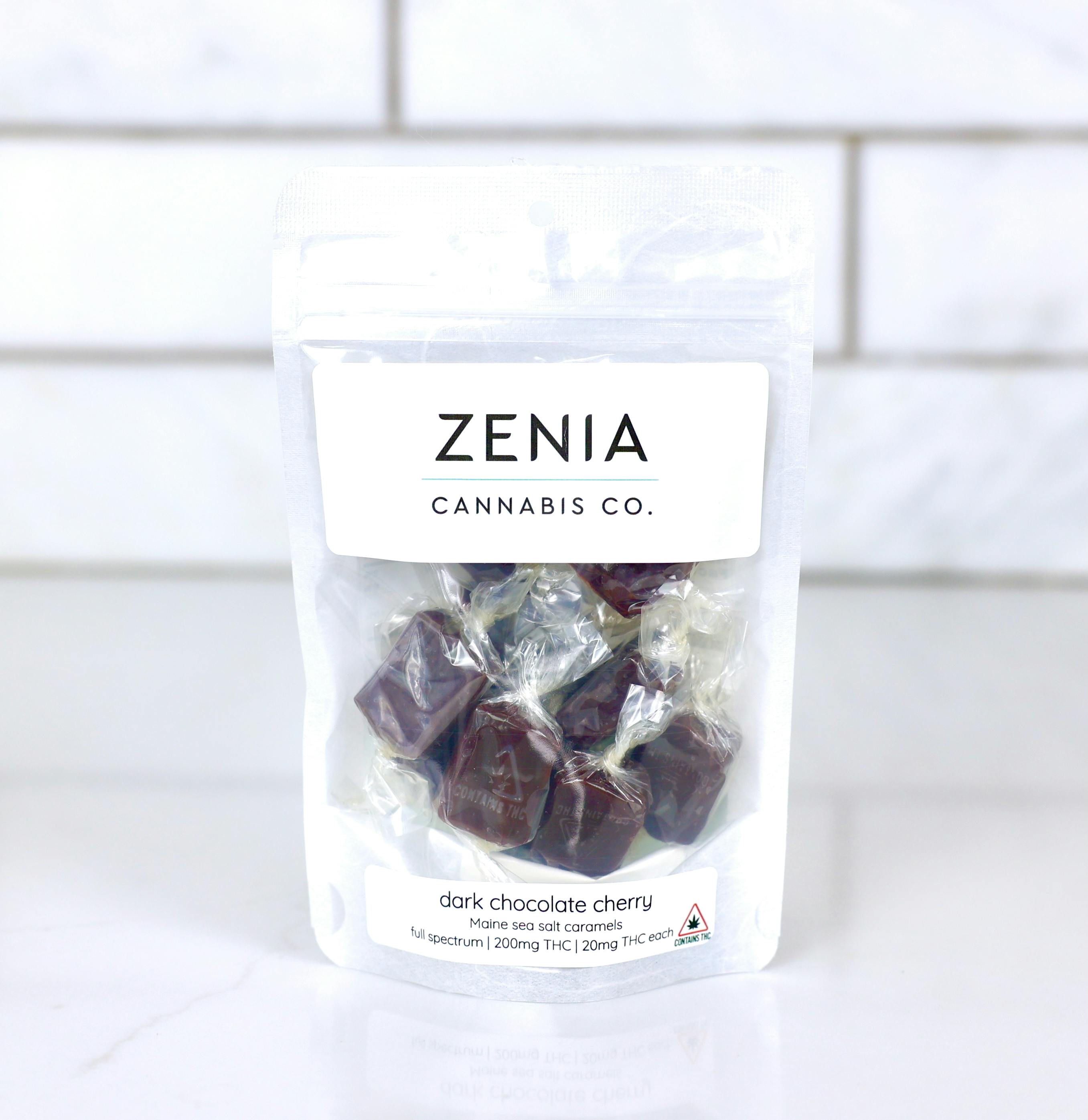 Dark Chocolate Cherry Maine Sea Salt Full Spectrum Caramels - 200mg by Zenia Cannabis Co