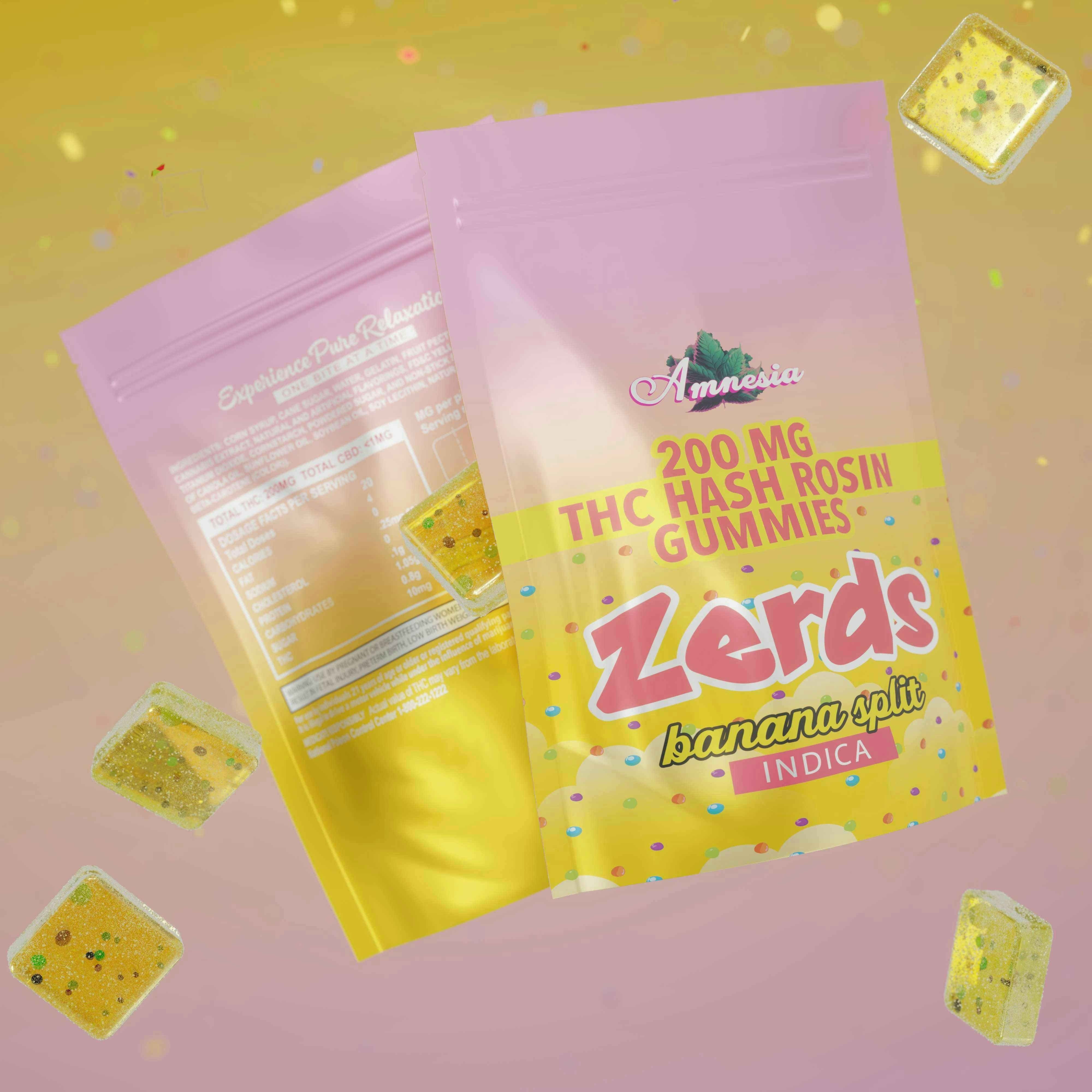 Zerds | Banana Split | Rosin Gummies | 200mg | 5ct | 40mg/ea by Amnesia MI