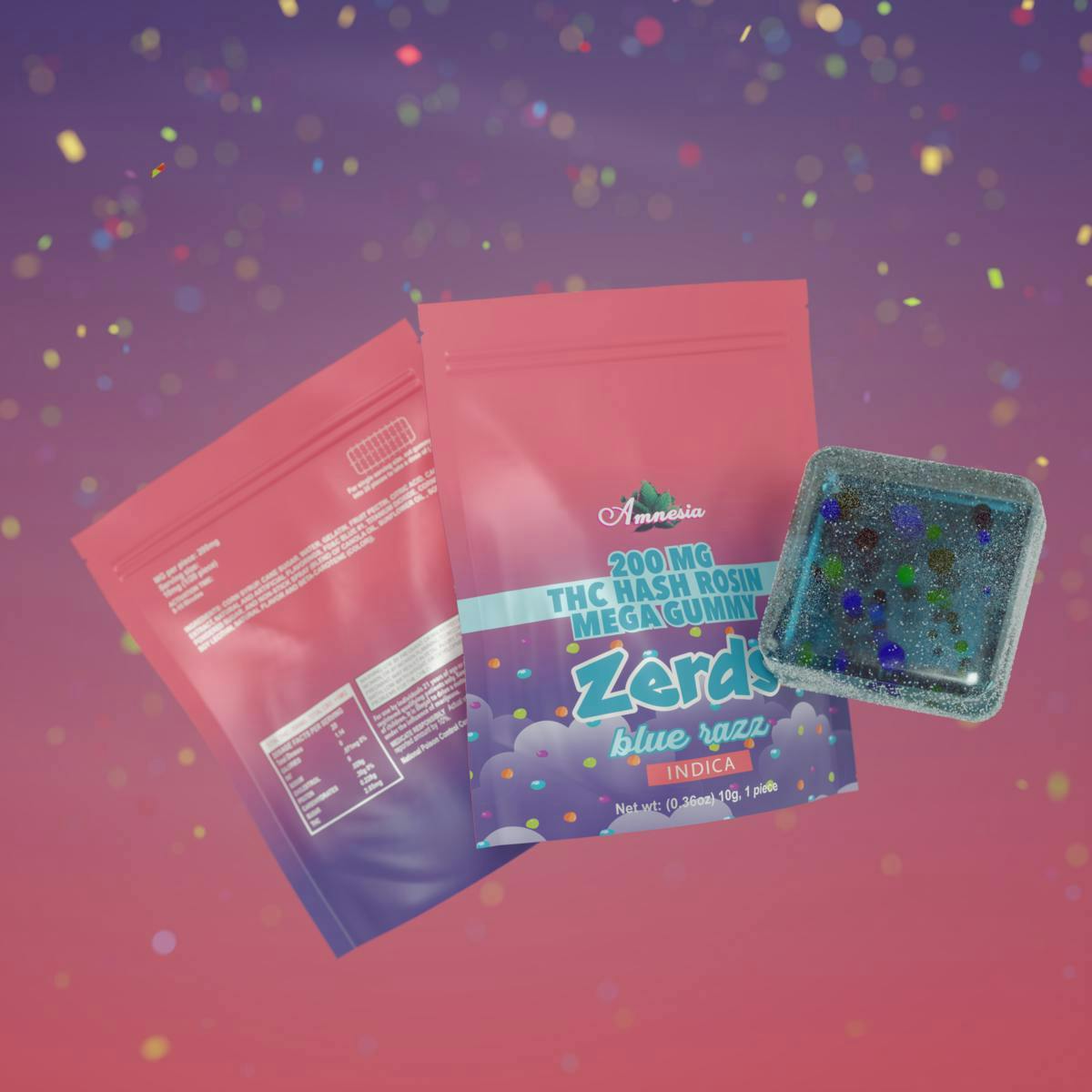 Amnesia MI | Zerds | Blue Razz | Rosin Gummies | 200mg | 1ct