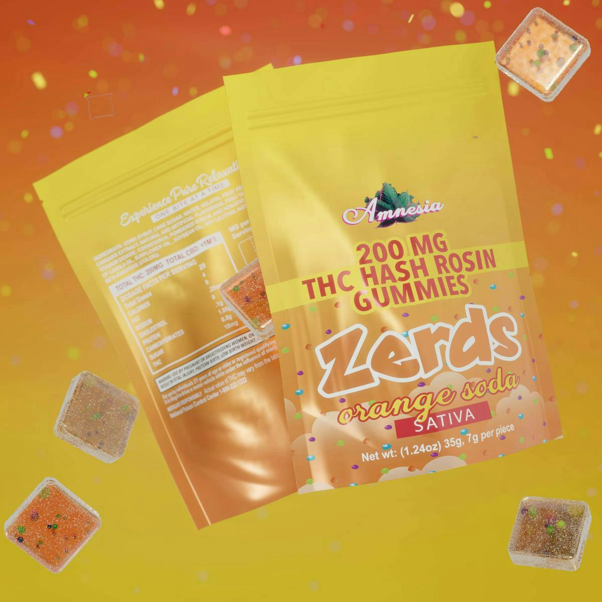 Orange Soda | Rosin Gummies | 200mg | 5ct | 40mg/ea by Amnesia MI