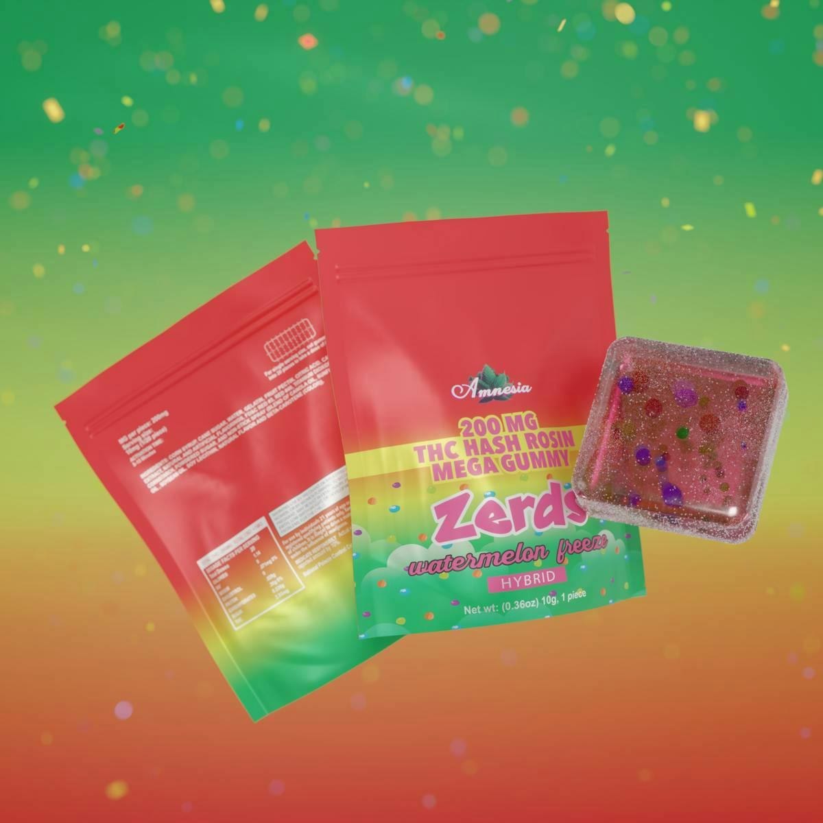 Amnesia MI | Zerds | Watermelon Freeze | Rosin Gummies | 200mg | 1ct