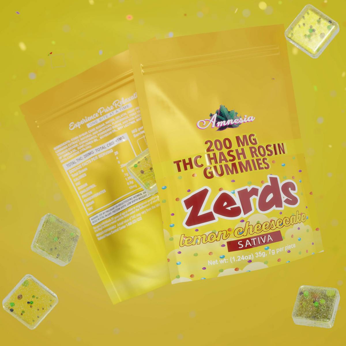 Amnesia Zerds | Lemon Cheesecake | Rosin Gummies | 200mg | 5ct