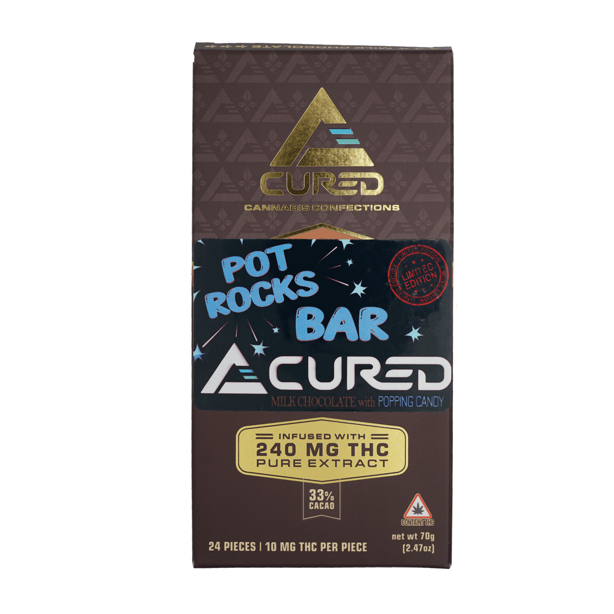 Pot Rocks Milk Chocolate Bar - Blue Raspberry by Cured