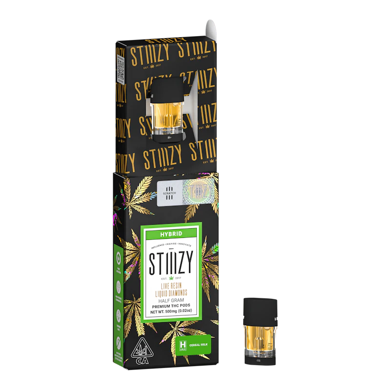 STIIIZY Vape Cartridge - CEREAL MILK .5G Live Resin Liquid Diamonds Pod, Cartridges