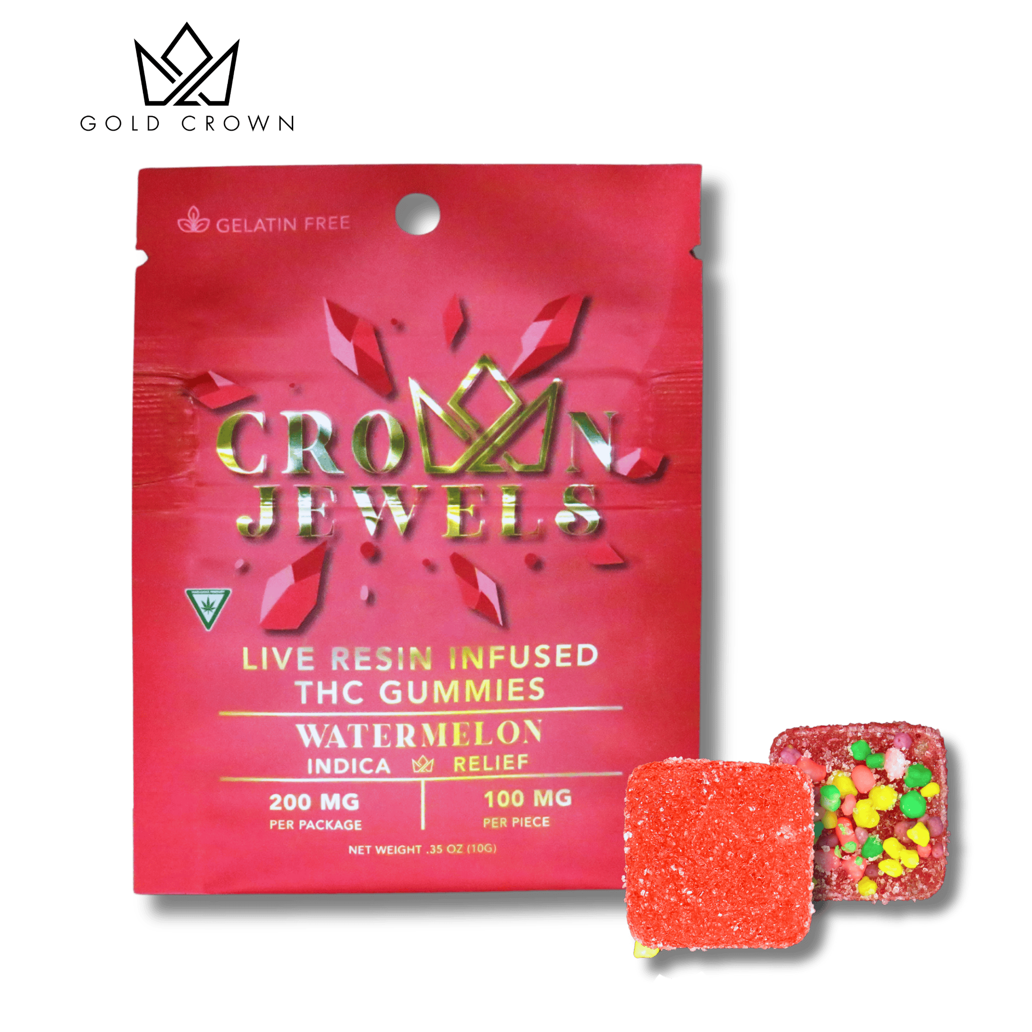 Crown Jewels | Watermelon Gummies | 200mg | 2ct | 100mg/ea by Gold Crown