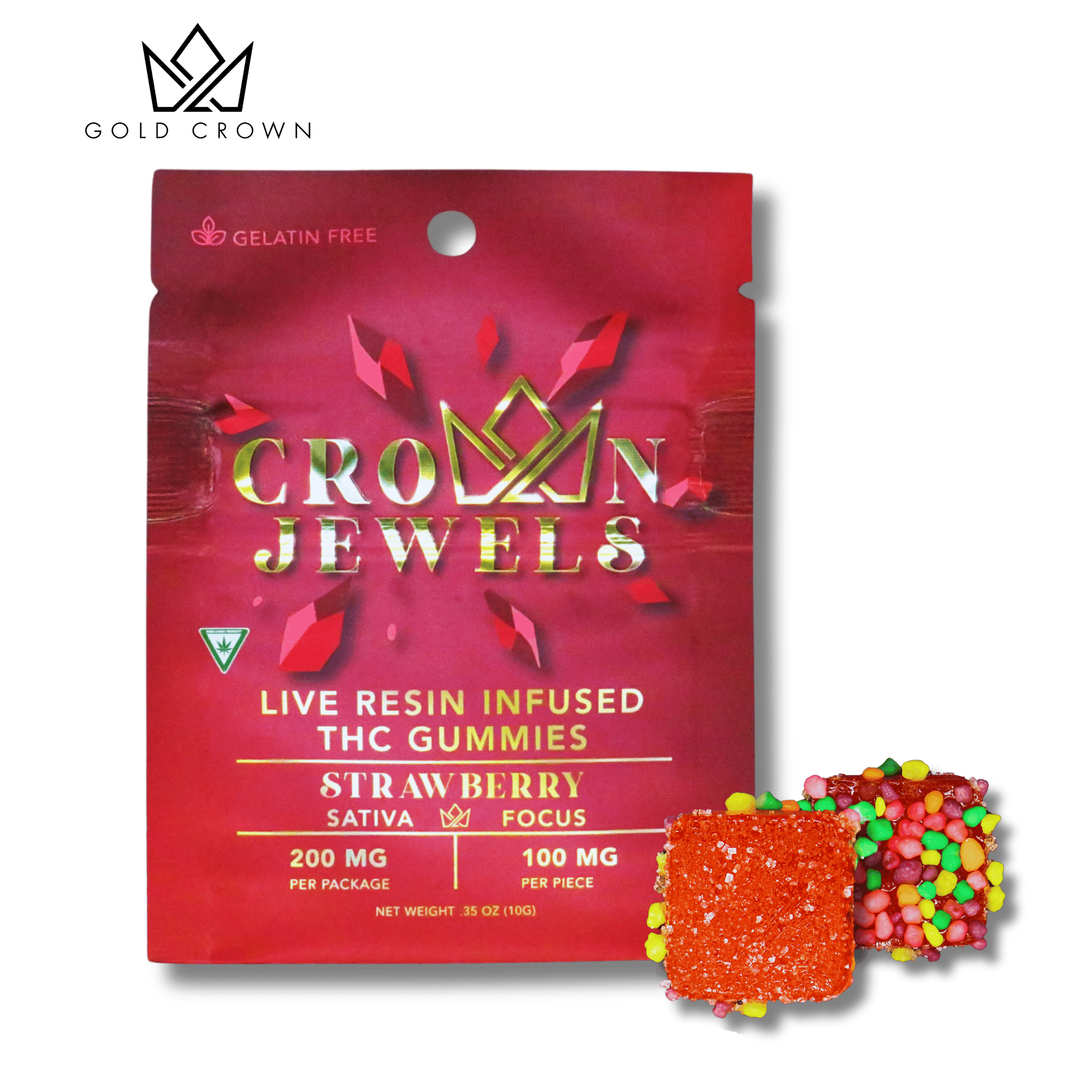Crown Jewels | Strawberry Gummies | 200mg | 2ct | 100mg/ea by Gold Crown