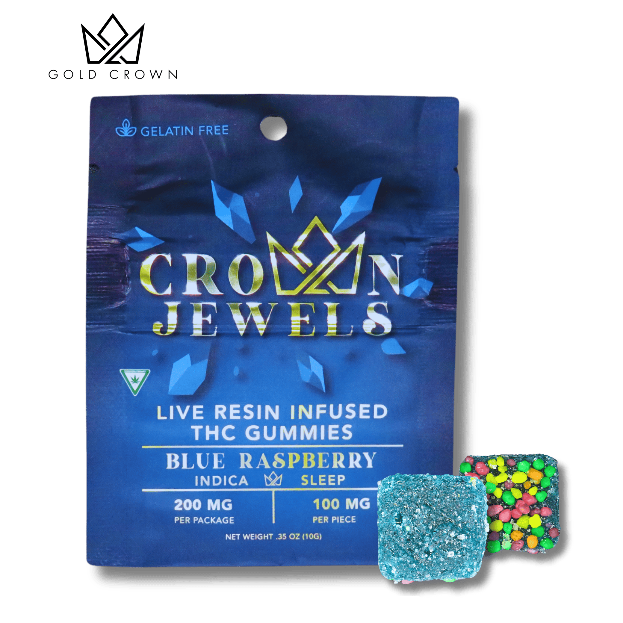 Crown Jewels | Blue Raspberry Gummies | 200mg | 2ct | 100mg/ea by Gold Crown