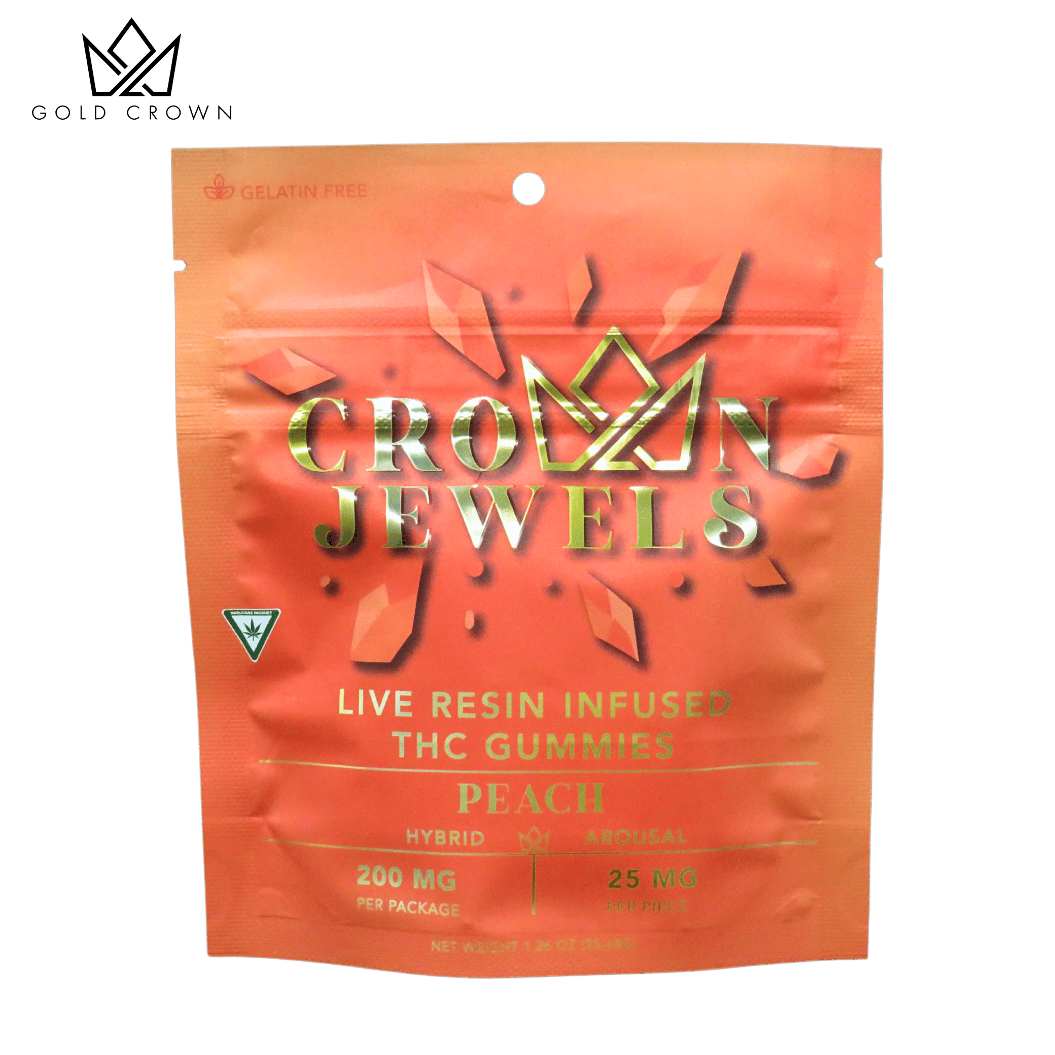 Crown Jewels | Peach Gummies | 200mg | 8ct | 25mg/ea by Gold Crown