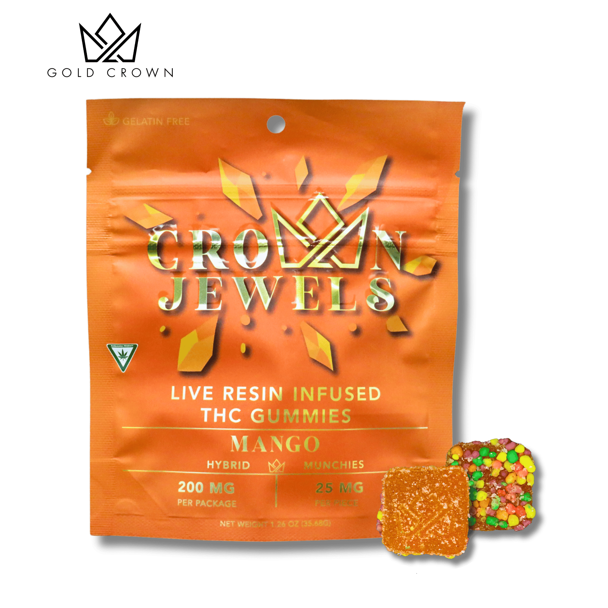 Crown Jewels | Mango Gummies | 200mg | 8ct | 25mg/ea by Gold Crown
