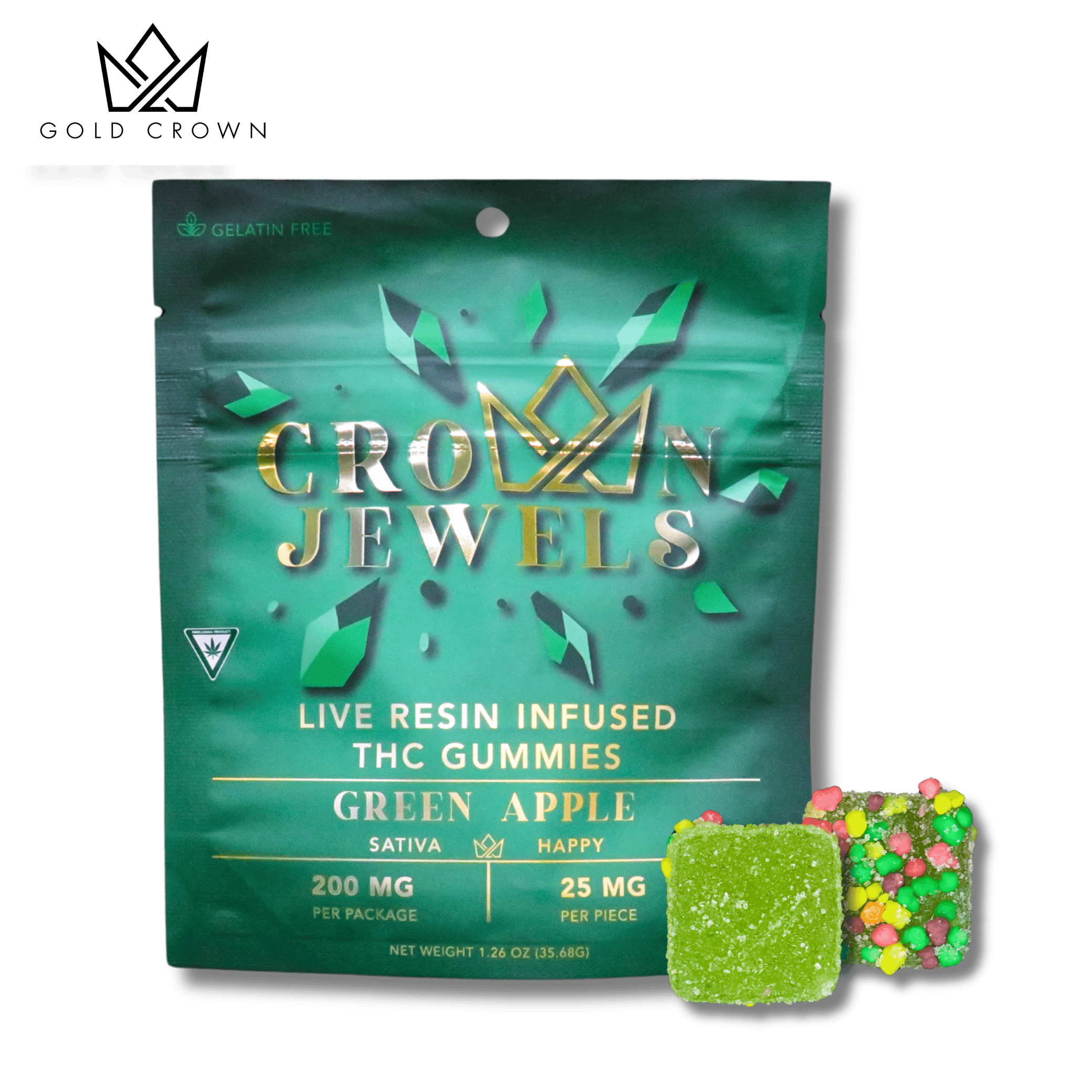 Crown Jewels | Green Apple Gummies | 200mg | 8ct | 25mg/ea