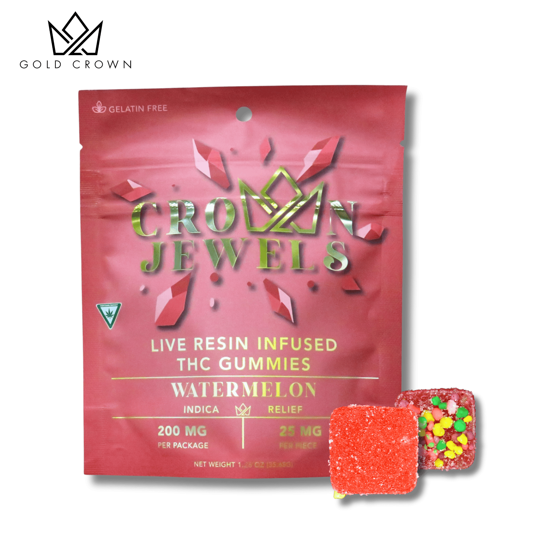 Crown Jewels | Watermelon Gummies | 200mg | 8ct | 25mg/ea by Gold Crown