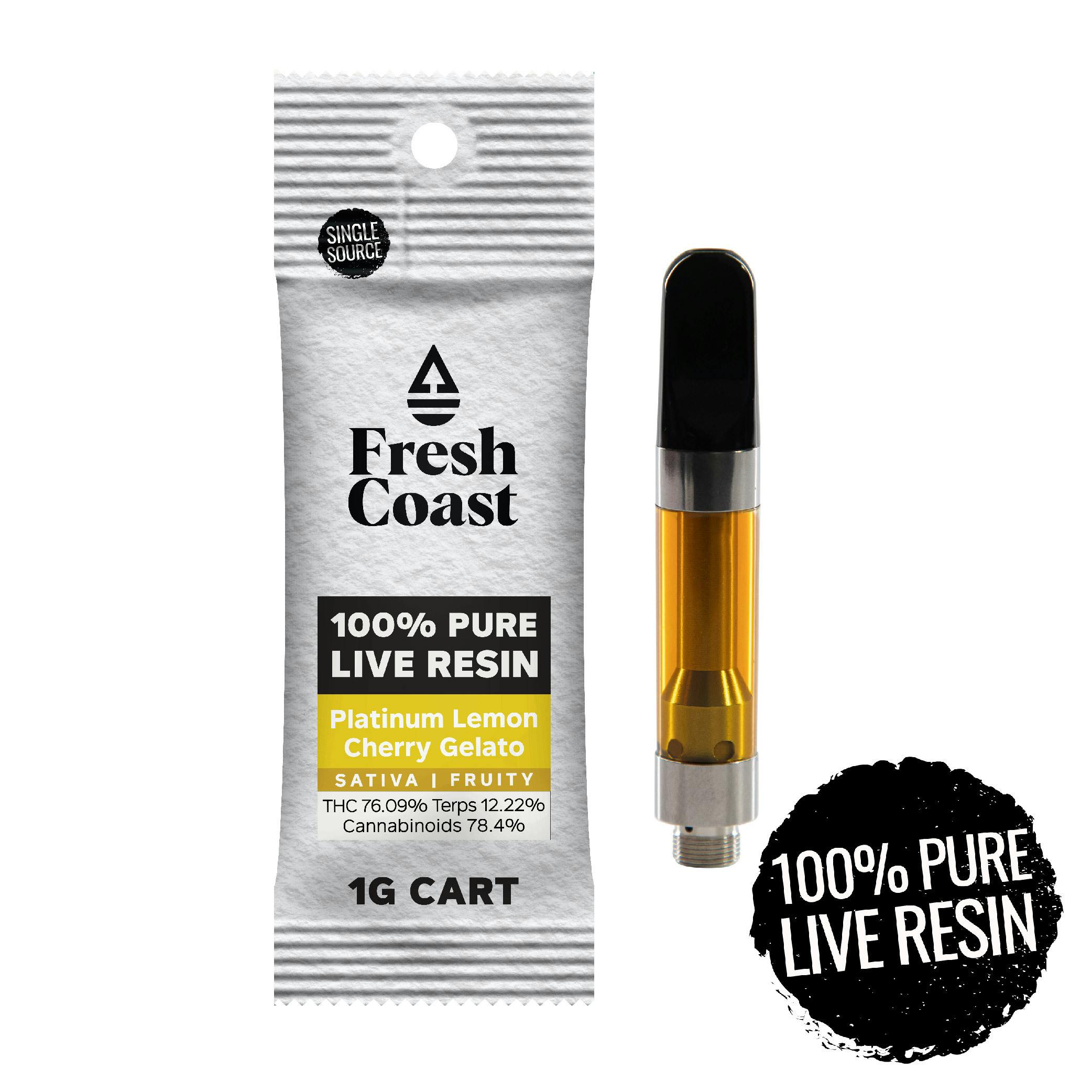 Platinum Lemon Cherry Gelato | 100% Pure Live Resin 1G Cart | Sativa by Fresh Coast