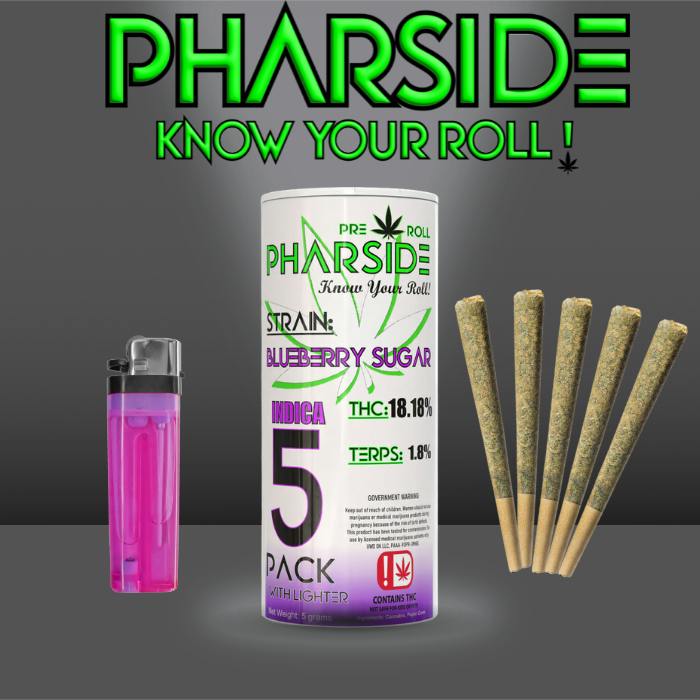 Pharside - 5 Pack Indica 1g Pre-Rolls and a Lighter