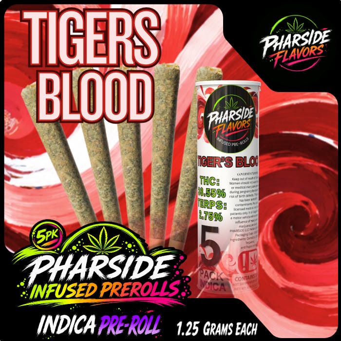 Pharside - Infused Pre-Roll 5 Pack- Tiger's Blood 6.25g