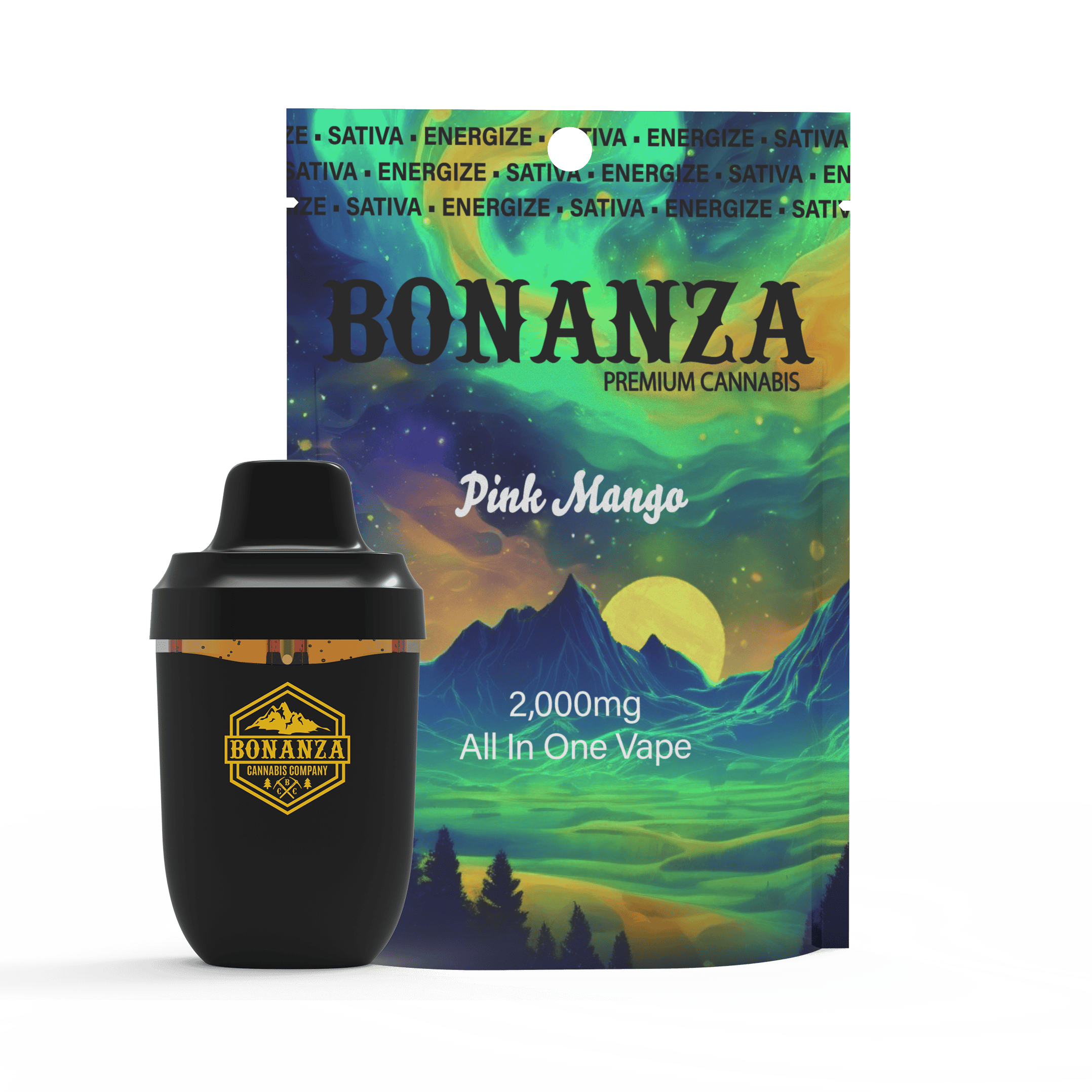 2000 MG Disposable Vape Pink Mango by Bonanza Cannabis Company