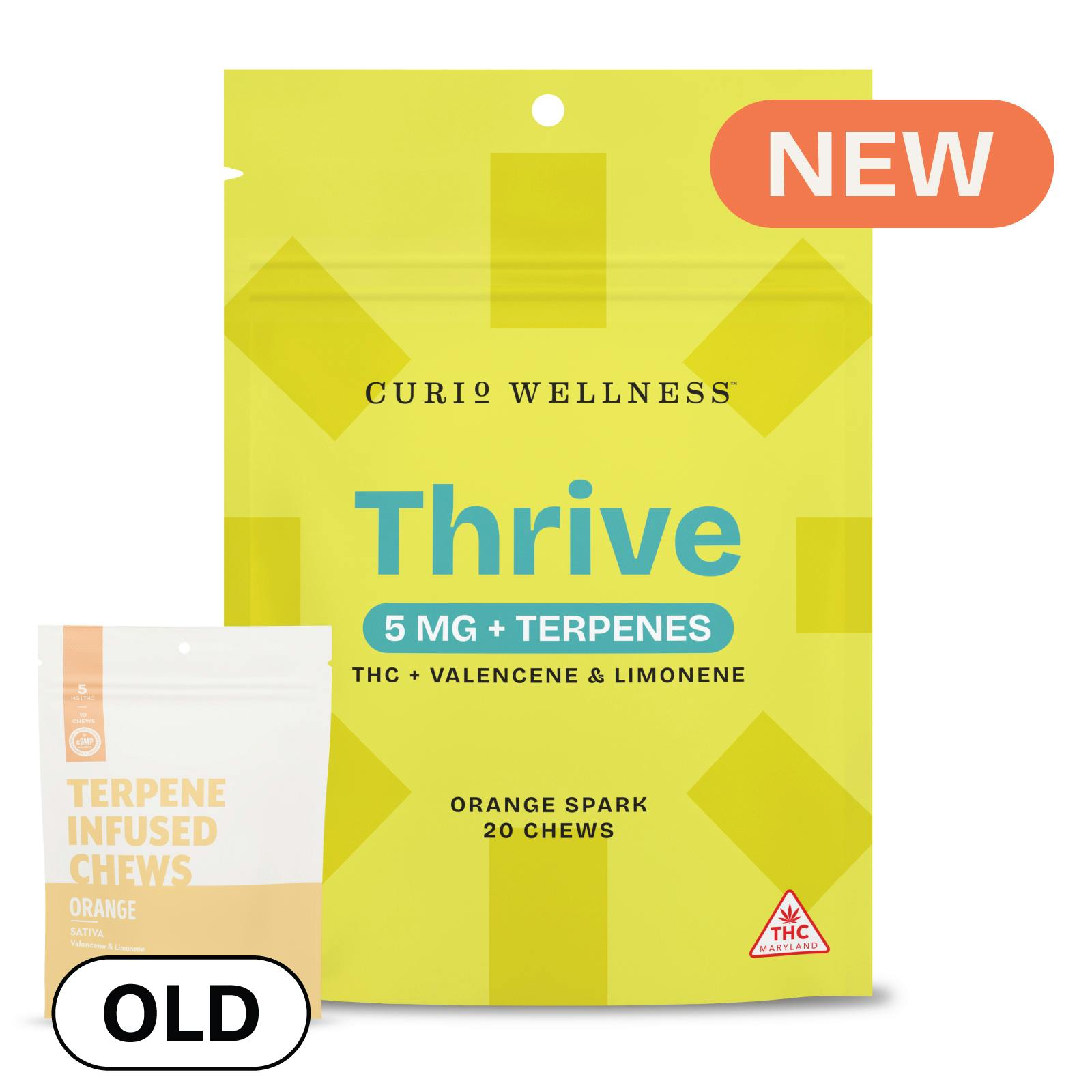 Thrive Orange Spark Chews [5mg/20ct] Formerly Orange Terpene Infused Chews by Curio Wellness™