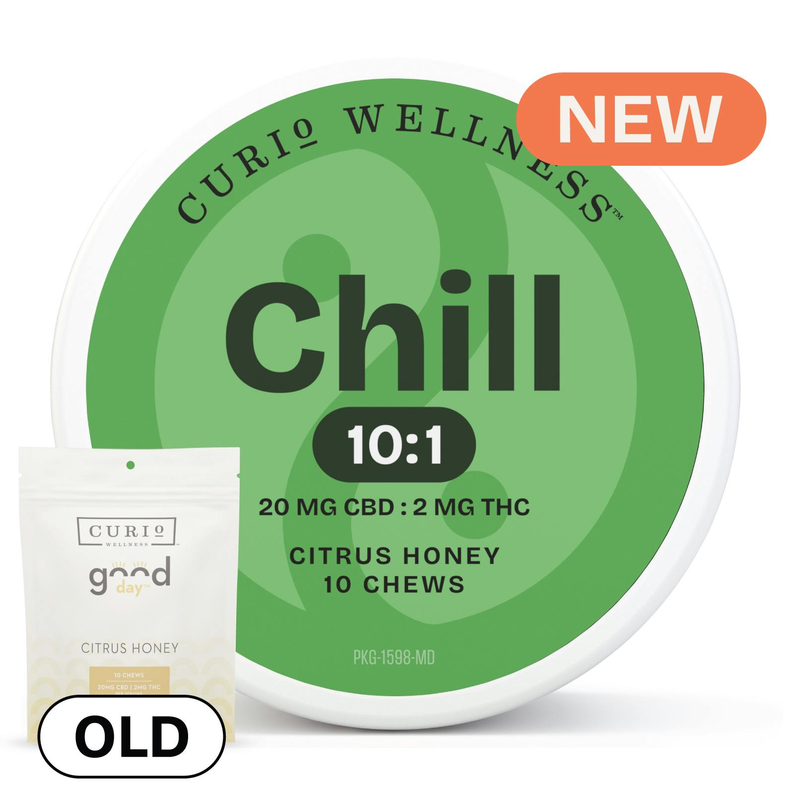 Chill 10:1 Citrus Honey Chew 20mg CBD: 2mg THC (Formerly Good Day Chews) by Curio Wellness™