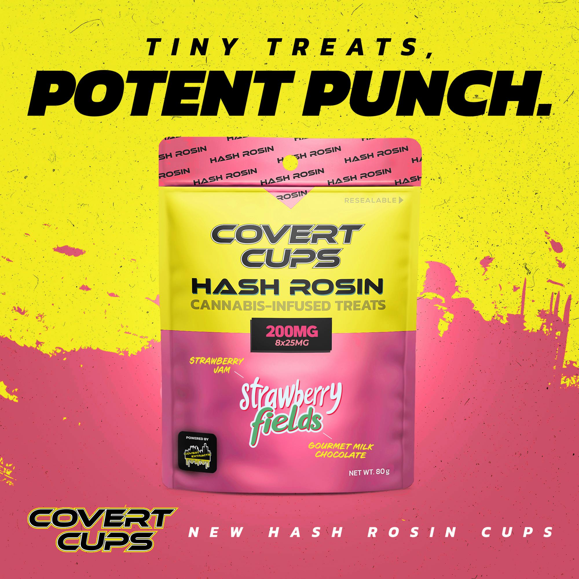 Strawberry Fields - 200MG Hash Rosin Chocolate Cups - Covert Cups - REC