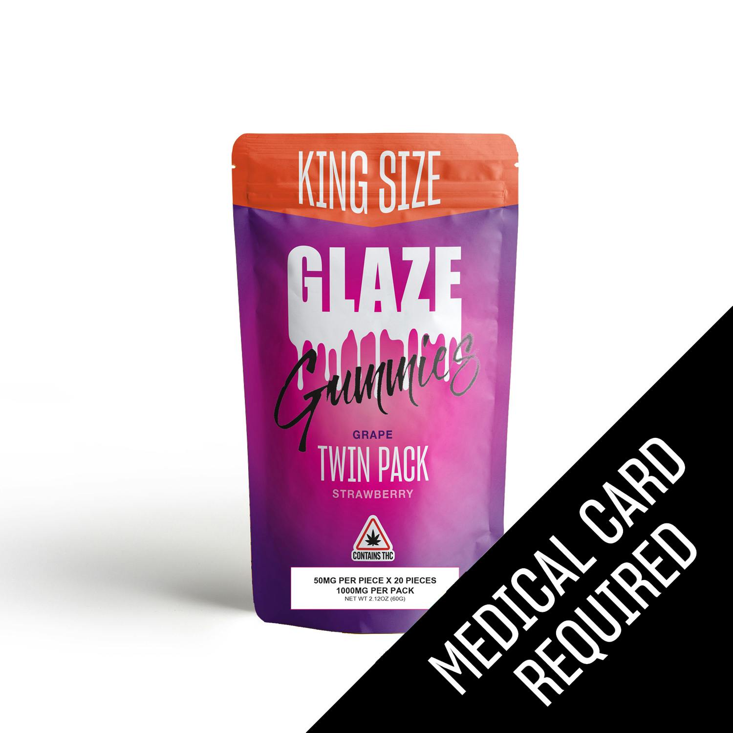 Glaze | Twin Pack Grape + Strawberry Gummies | 1000mg (MED) by Glaze