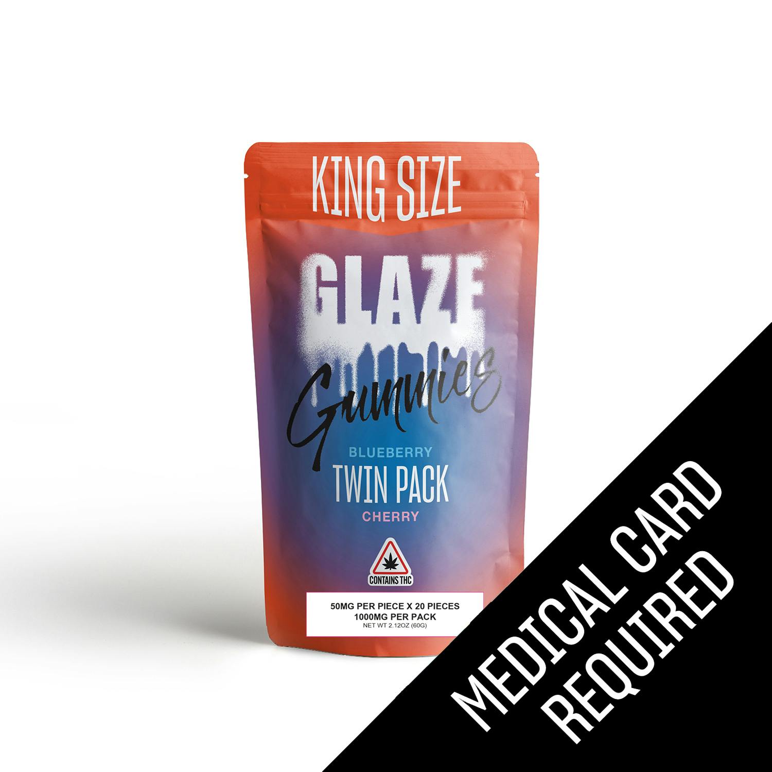 Glaze | Twin Pack Blueberry + Cherry Gummies | 1000mg (MED) by Glaze