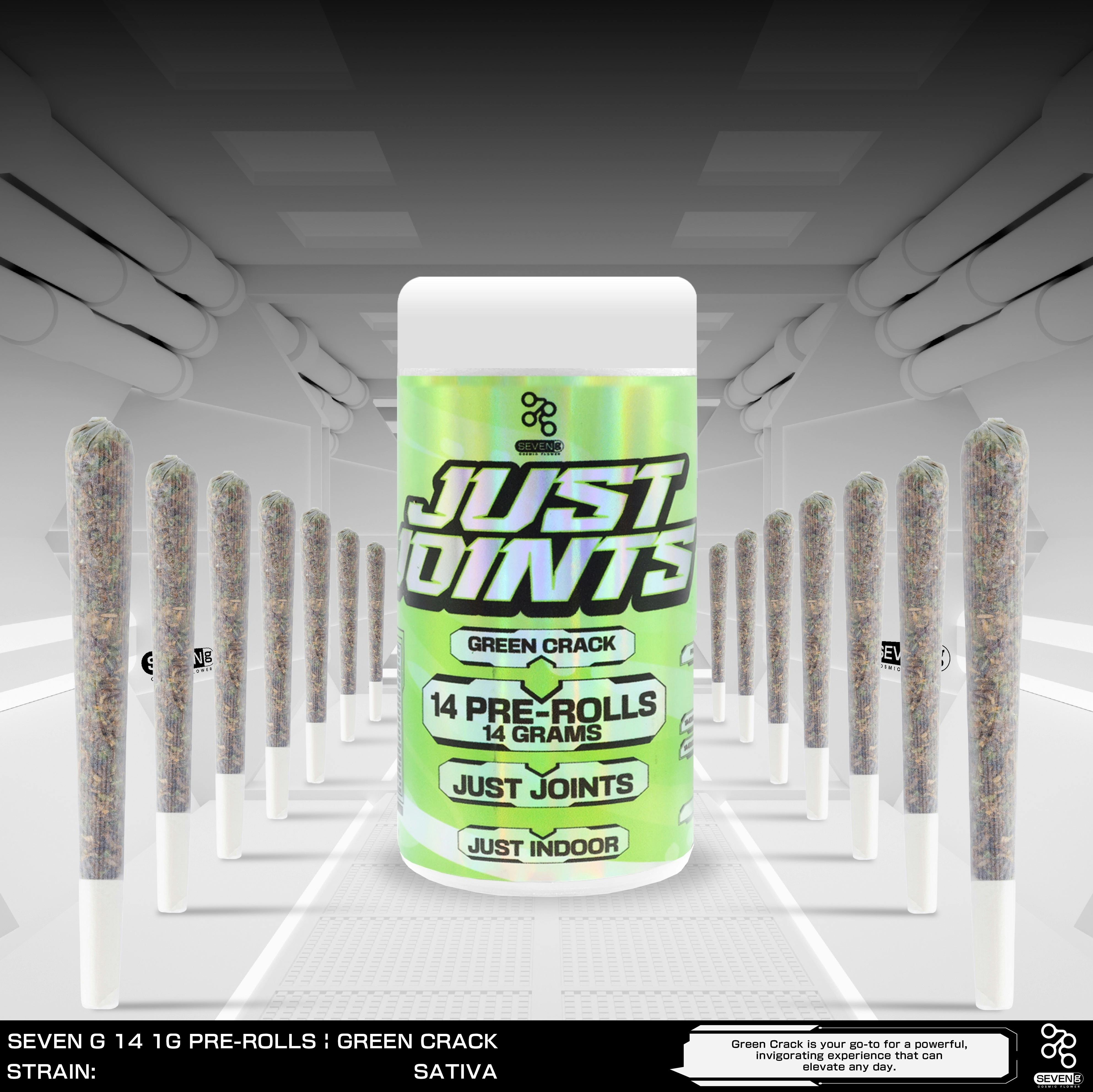 Green Crack Sativa Just Joints - 14pk pre-rolls - 14g by Seven G