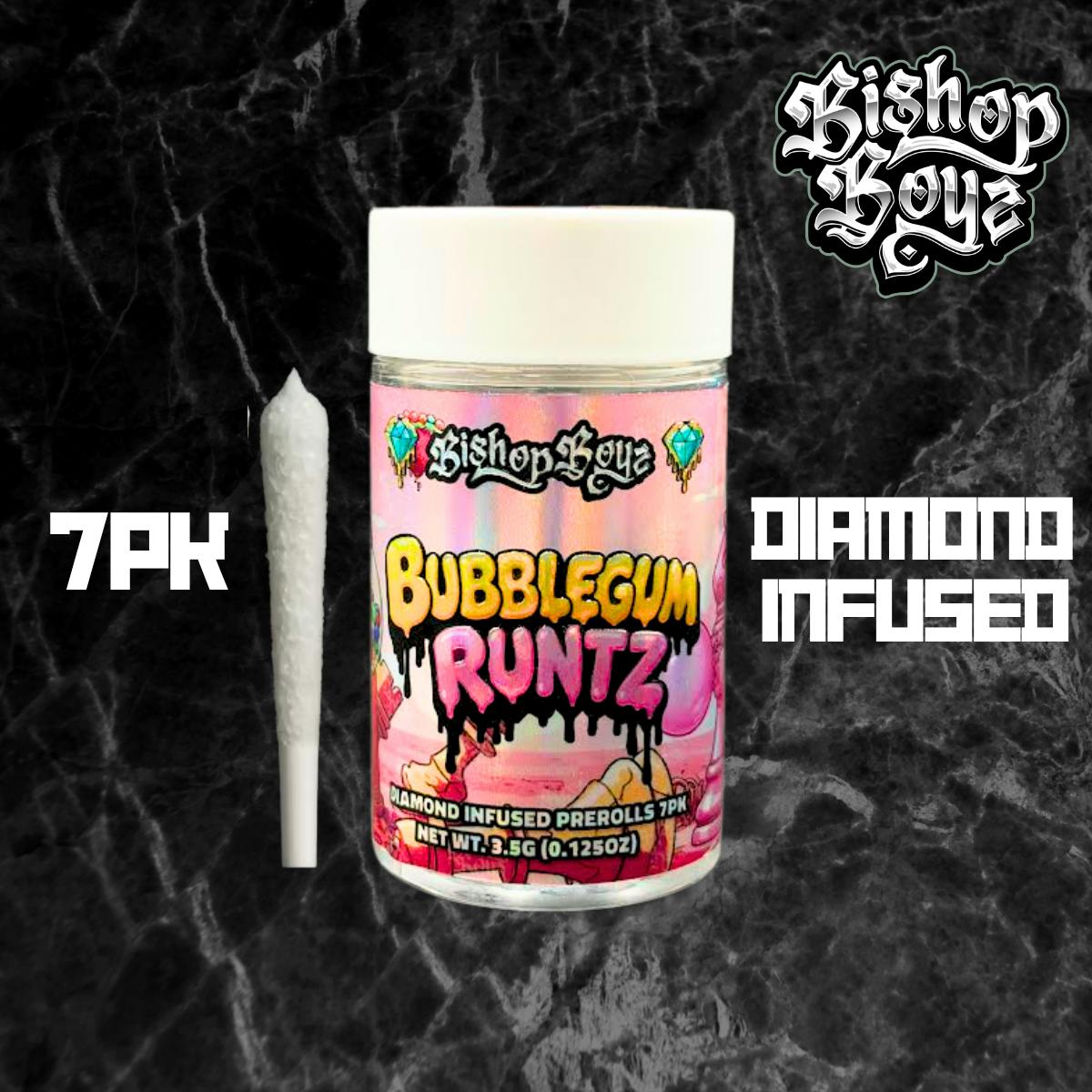 Bishop Boyz BUBBLEGUM RUNTZ 7pk Diamond Infused Preroll