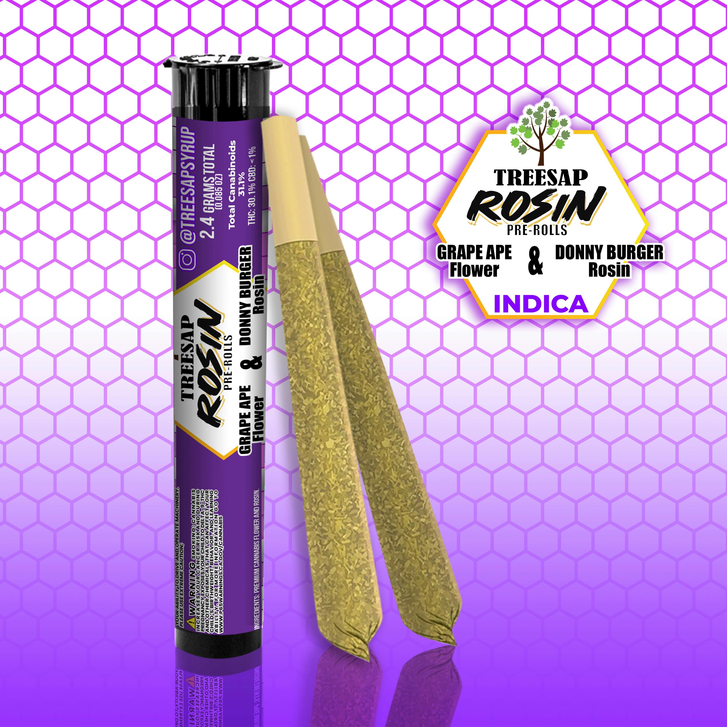 Rosin Infused Pre Rolls Grape
