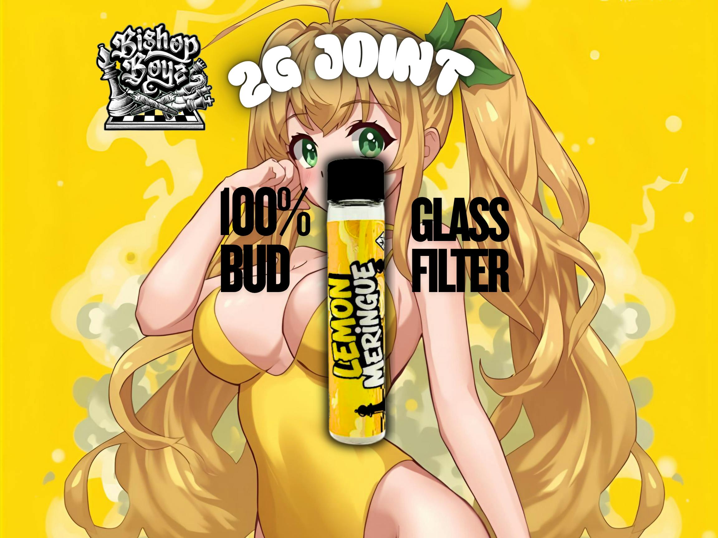 Bishop Boyz 2g All Bud Preroll w/ Glass Tip Lemon Meringue