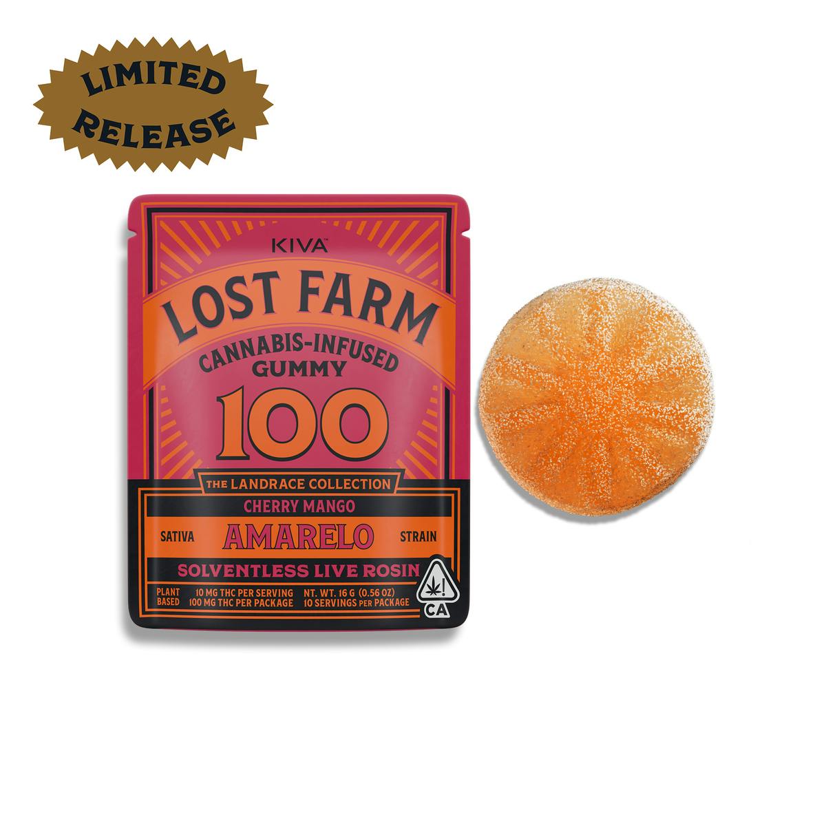Lost Farm 100mg 1pk 'Cherry Mango x Amarelo' Live Rosin Gummy