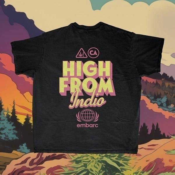 EMBARC - HIGH FROM INDIO PREMIUM T-SHIRT SHORT SLEEVE VINTAGE BLACK ...