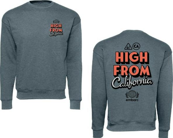 EMBARC - HIGH FROM CALI PREMIUM SWEATSHIRT CREW BLUE [2XL]