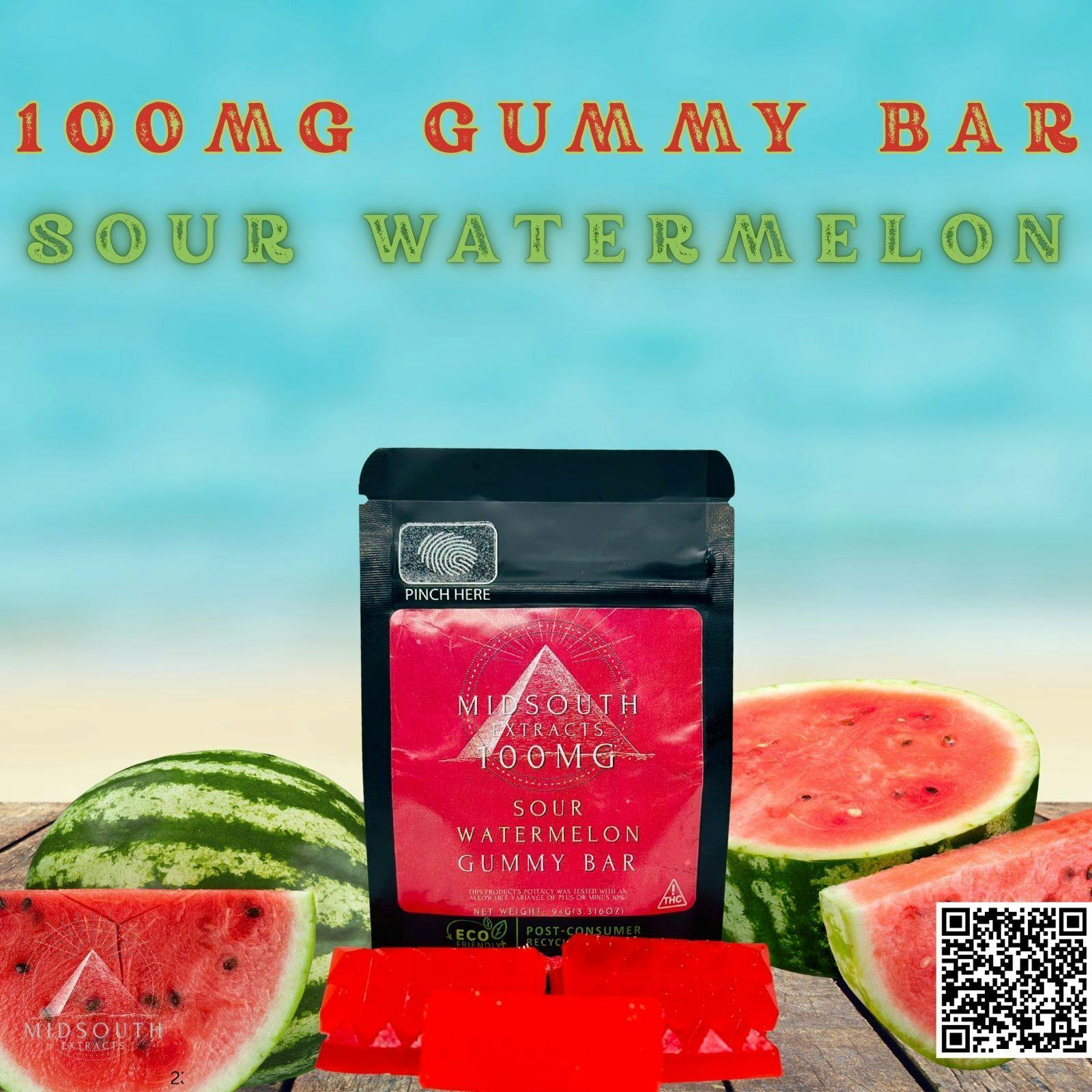 Gummy Bar - 100mg - Sour Watermelon