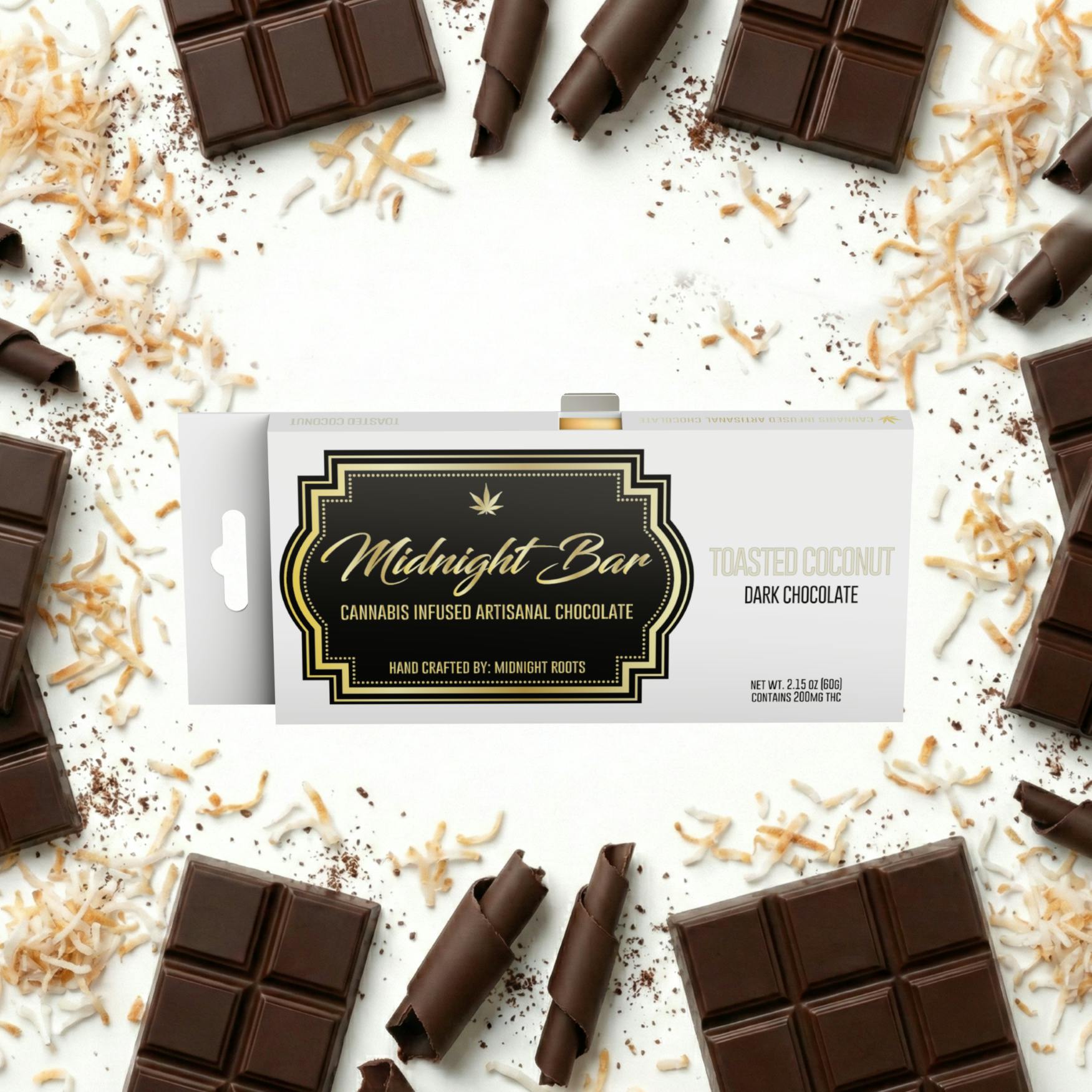 Midnight Roots | Midnight Bar | Toasted Coconut | Dark Chocolate | 200 mg by Midnight Roots