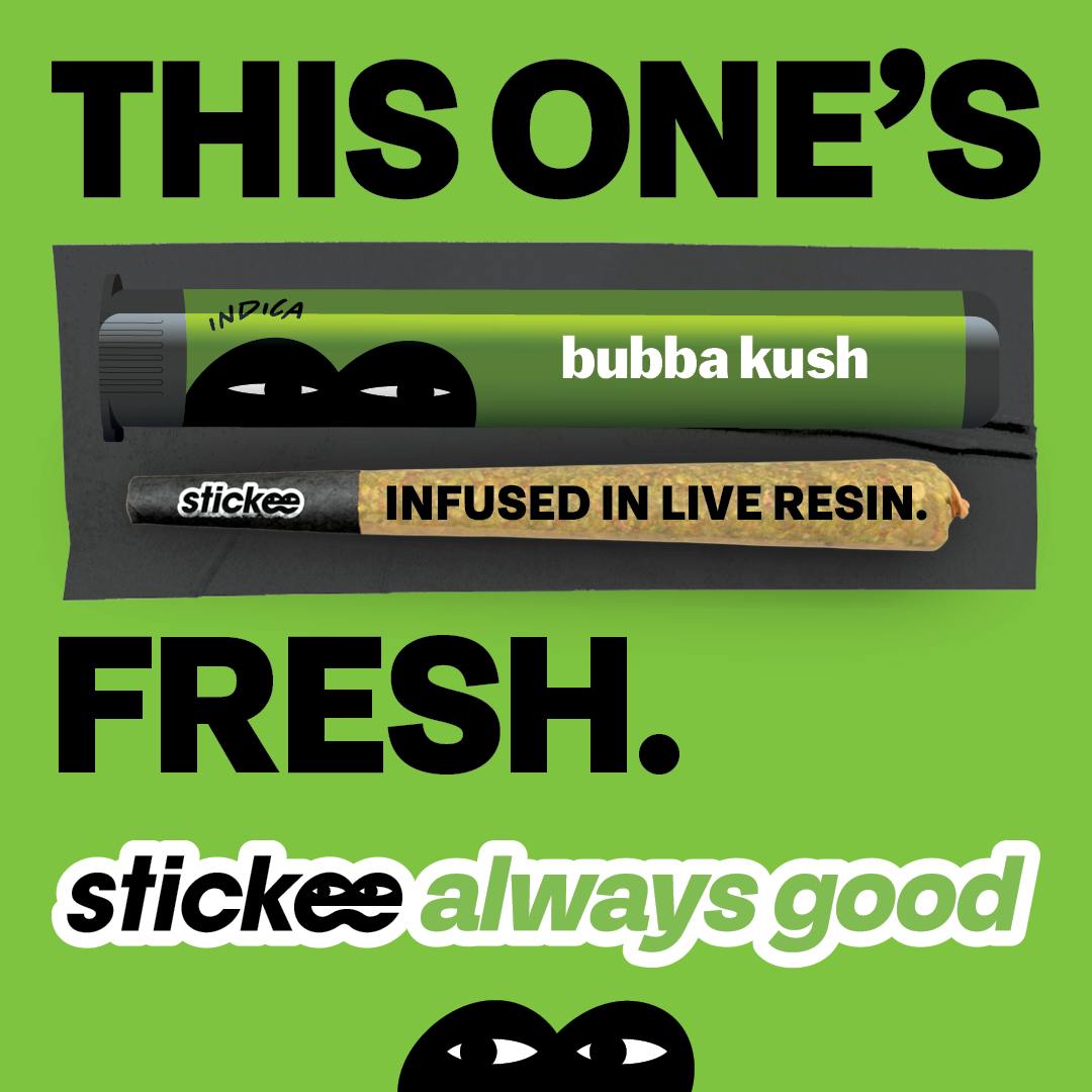 STICKEE | Bubba Kush | 1.2g | Live Resin Infused Pre-Roll