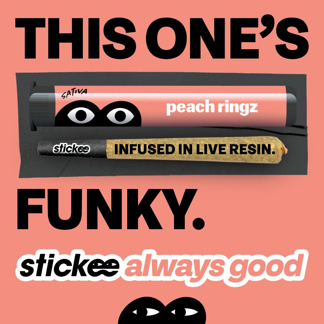 STICKEE | Peach Ringz | 1.2g | Live Resin Infused Pre-Roll