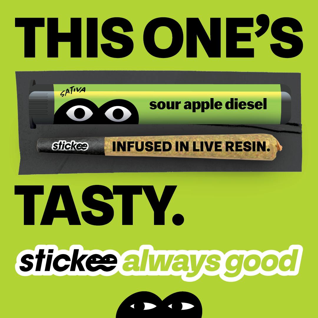 STICKEE | Sour Apple Diesel | 1.2g | Live Resin Infused Pre-Roll
