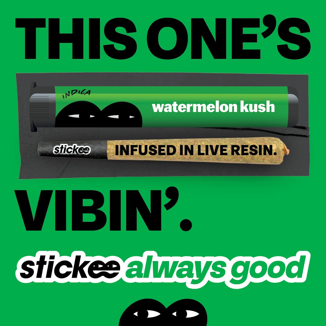 STICKEE | Watermelon Kush | 1.2g | Live Resin Infused Pre-Roll